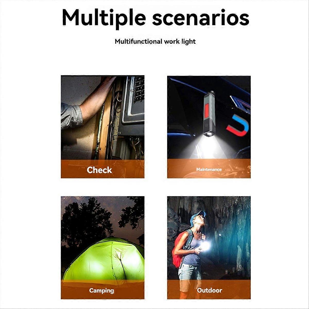 COB Flashlight Clip on Torch Handheld Camping Work Torch