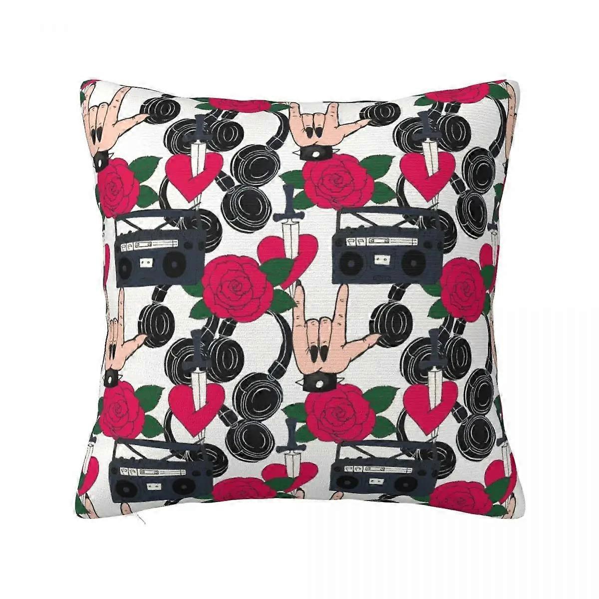 Obliečka na vankúš s tetovaním a štvorcovým vzorom, obliečka na vankúš s zipsom do obývačky