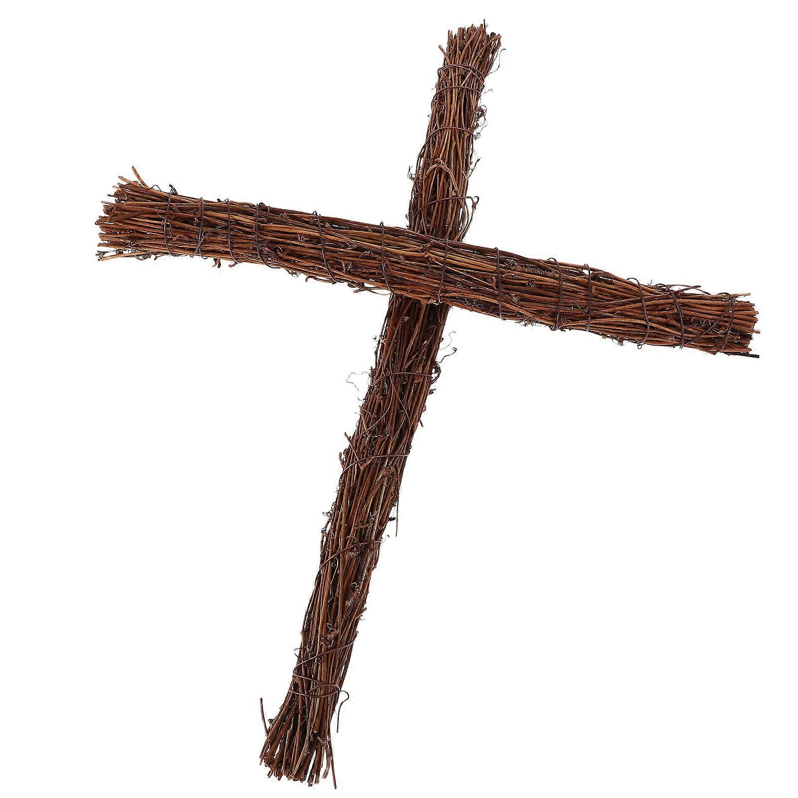 Rattan DIY Cross Easter Decoration for Easter Decor 2Pcs Wreaths