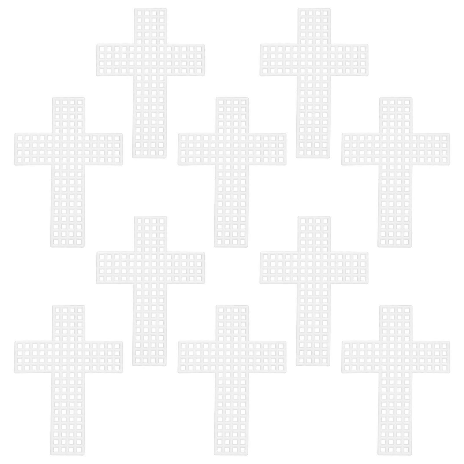 White Plastic Cross Canvas Sheets for Cross Stitch 10Pcs Needlework Craft Projects