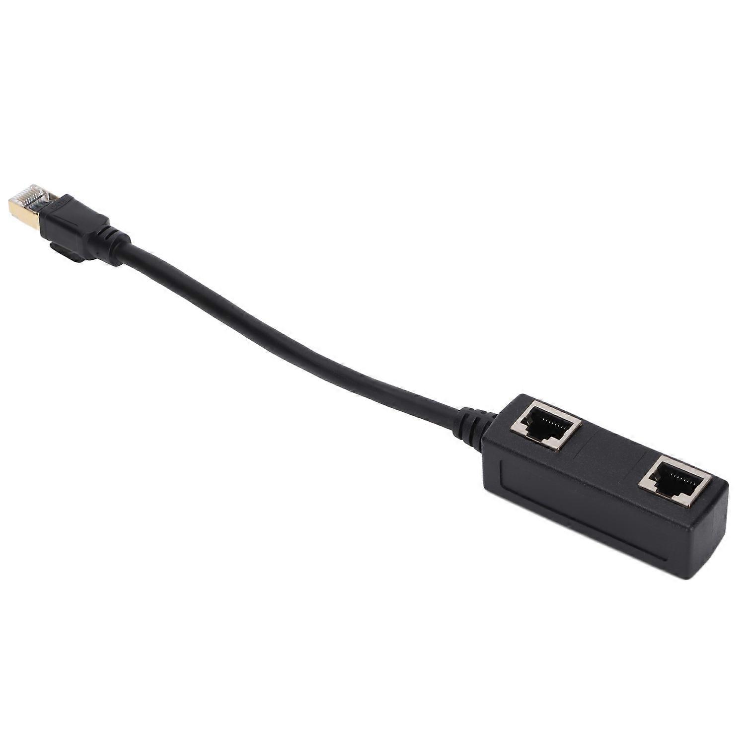 Ethernet Splitter Practical Stable Reliable Durable Black CAT8 Network Cable Adapter for Home Office