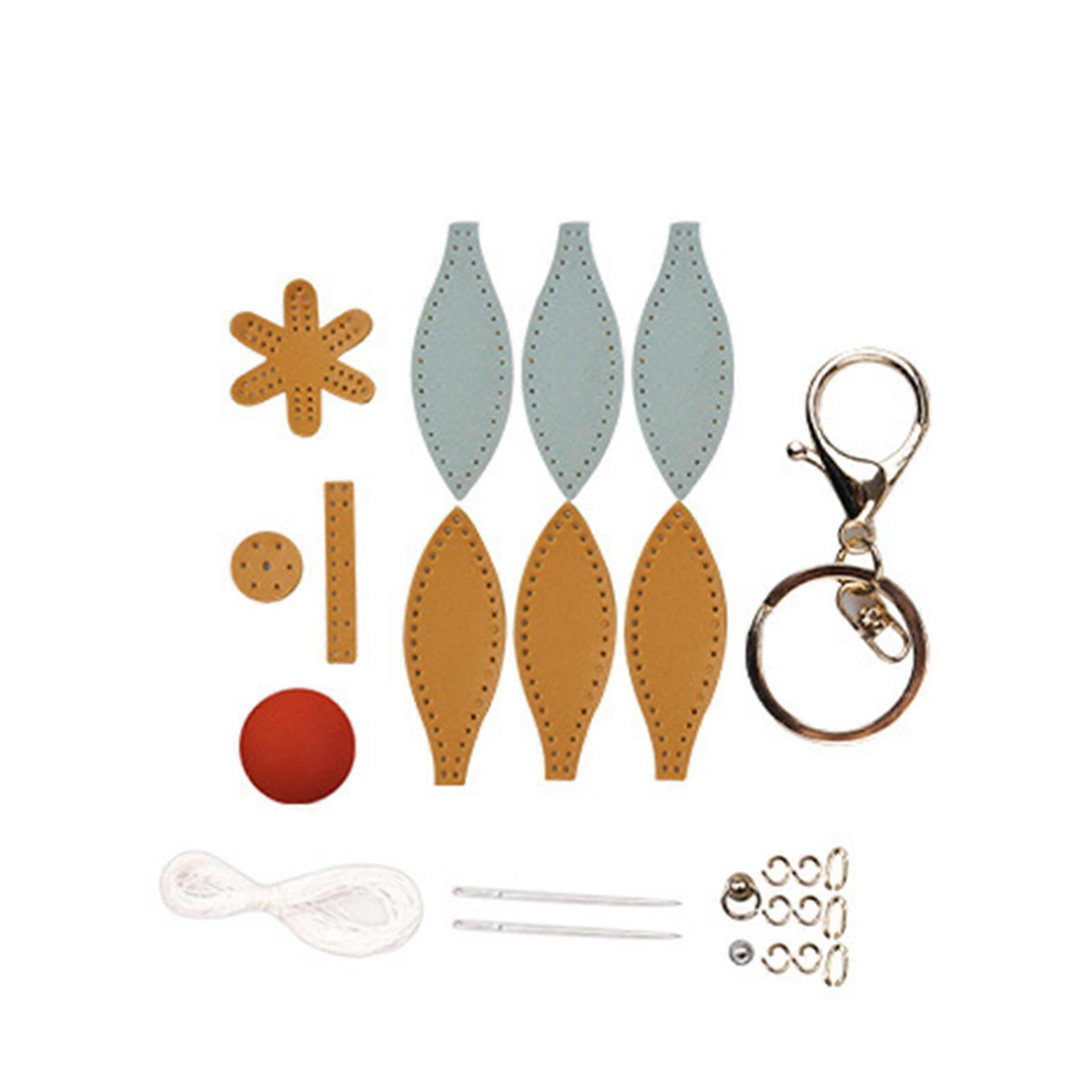 Artistic PU Leather Car Mirror Hanger with Detachable Keychain & Phone Charm Custom Vehicle Interior Accessory for DIY Multicolor