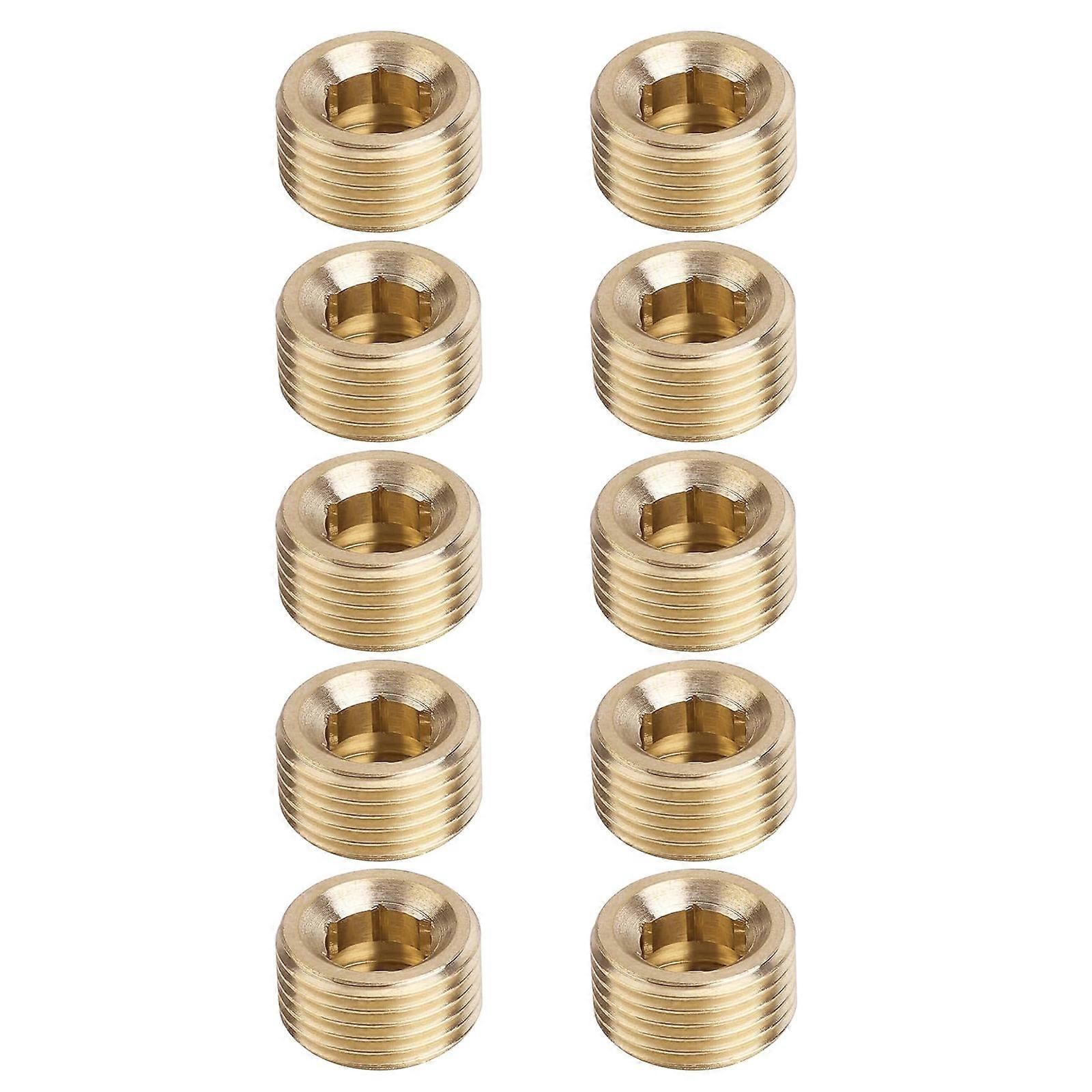 10Pieces Brass Internal Hexgonal Pipe Plugs Fittings Male Thread for Efficient Sealing In Mechanical Systems Multicolor