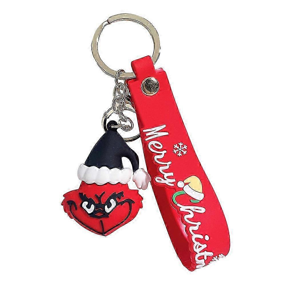 Grinchmas Keychain for Car Keys - Holiday Character Keyring with Red Heart Detail