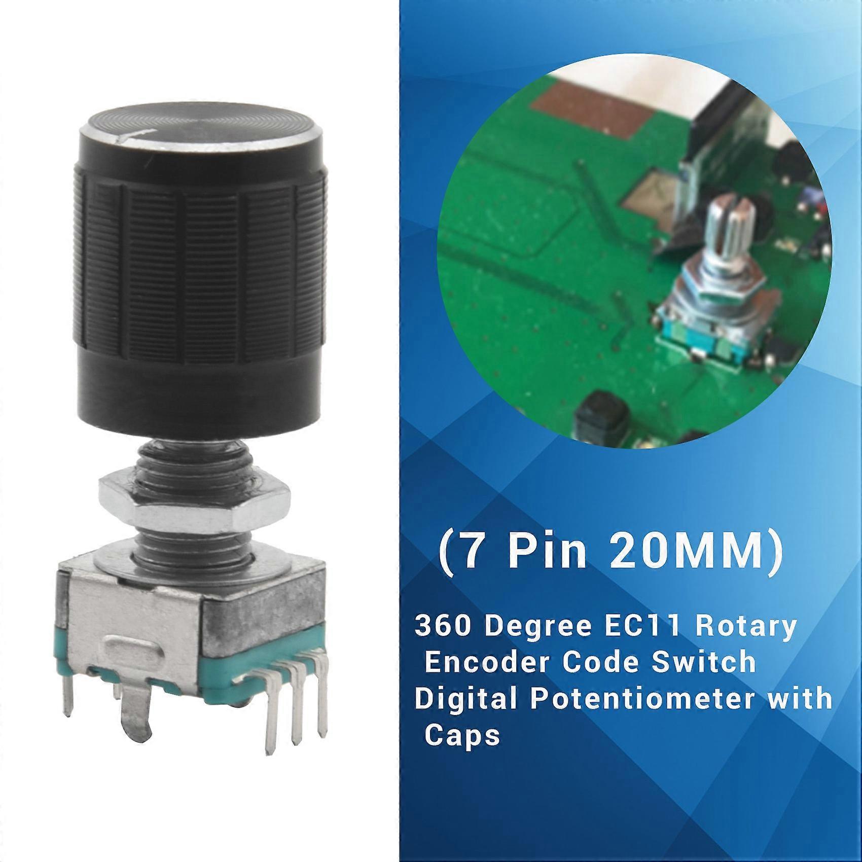 (7 Pin 20MM)10 PCS 360 Degree EC11 Rotary Encoder Code Switch Digital Potentiometer with Caps
