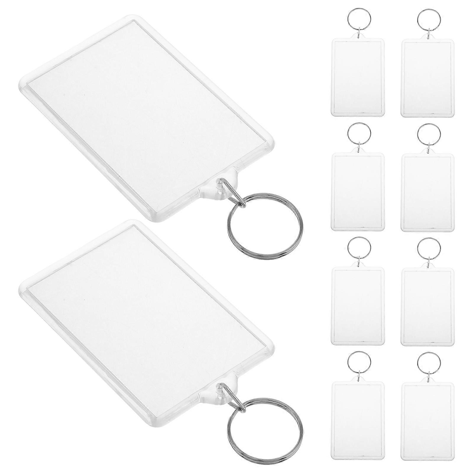 50Pcs Clear Photo Frame Keychains for DIY with Durable Plastic Material