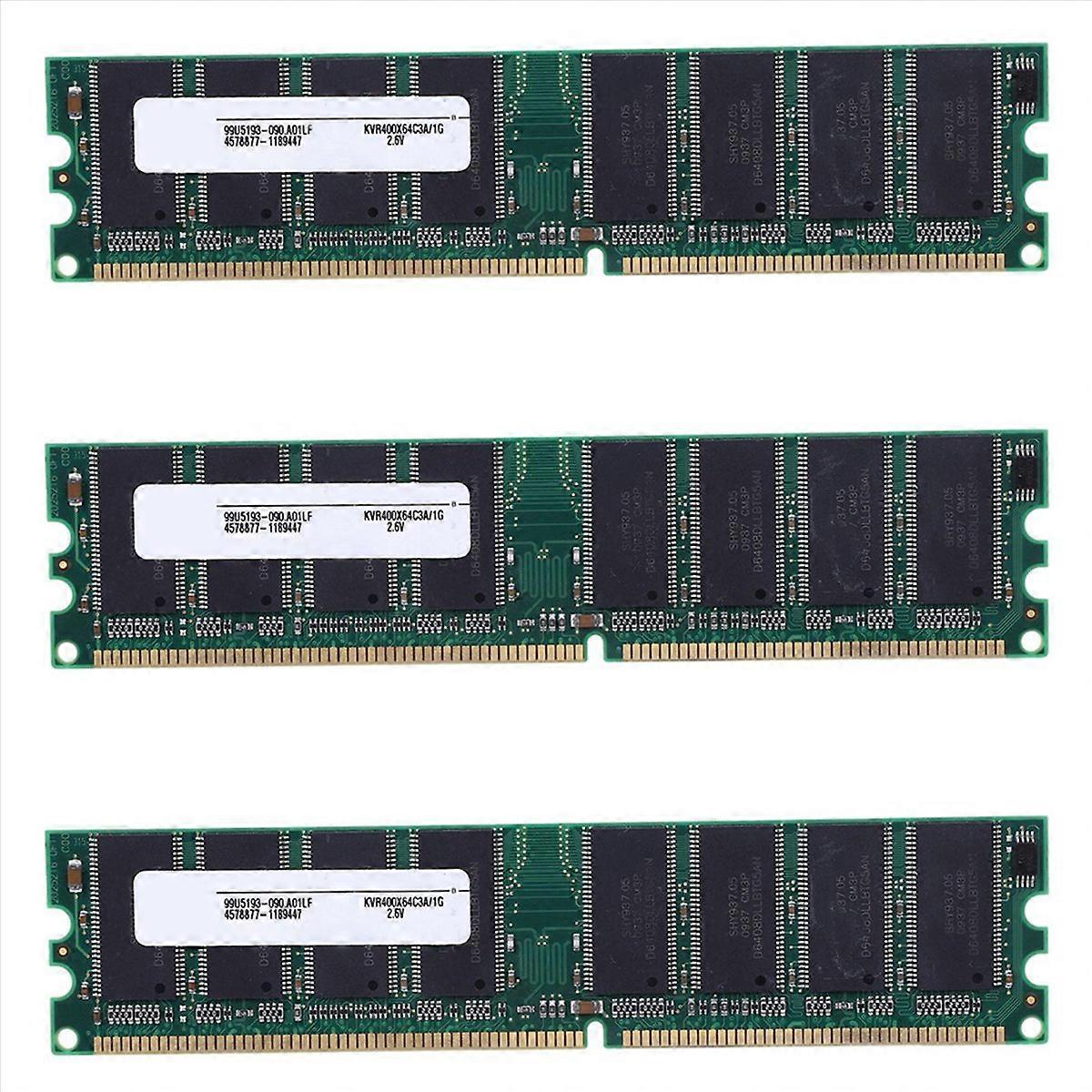 3X 2.6V DDR 400MHz 1GB Memory 184Pins PC3200 Desktop for RAM CPU GPU APU Non-ECC CL3 DIMM