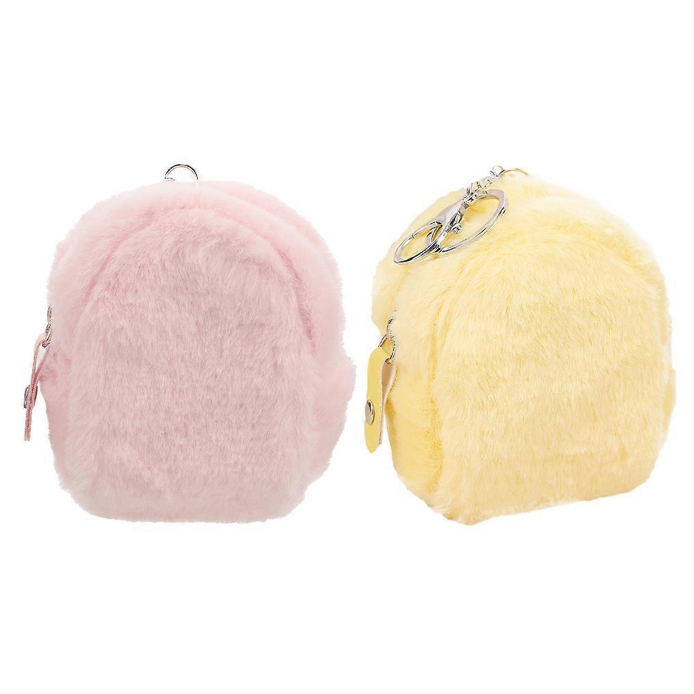 Kawaii Plush Coin Purse for Storage 2Pcs Soft Plush Mini Wallet with Keychain