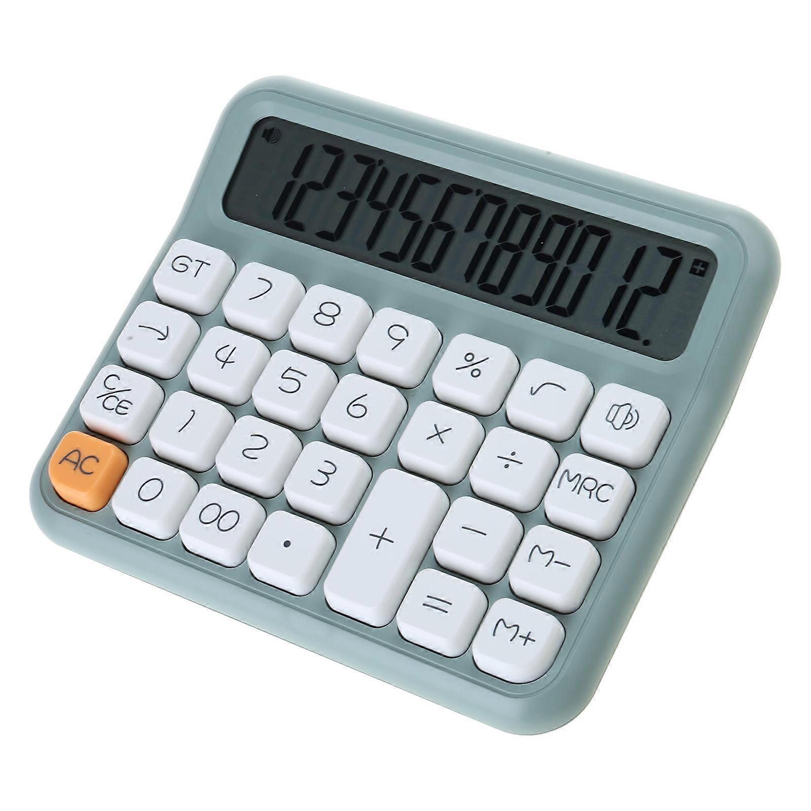 Mechanical Switches Calculator Cute 12 Digit Large LCD Display Big Button Calculator for Daily Basic Office Students  voice green