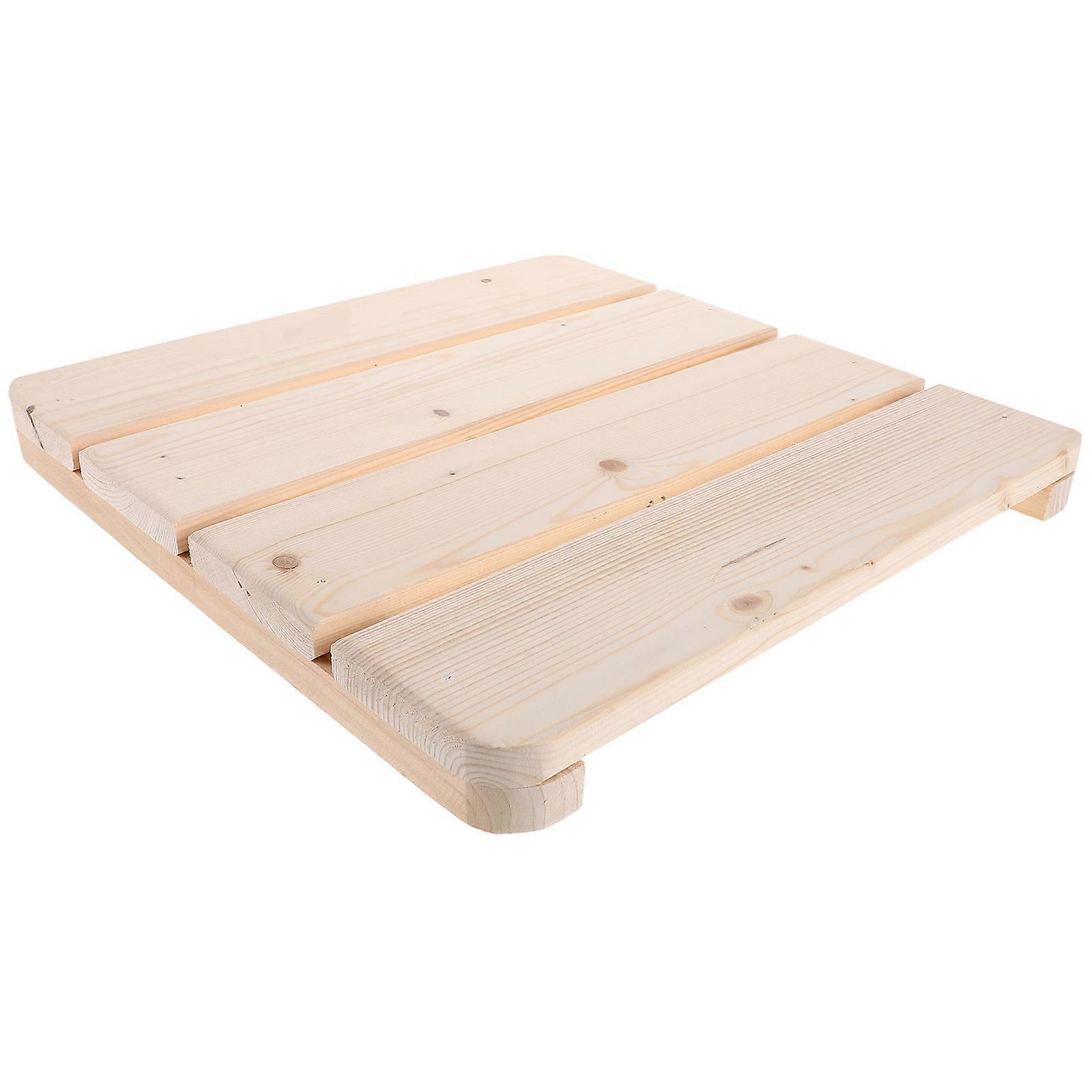 Beige Wooden Bath Mat for Non-Slip Function 1 Piece Outdoor Usage