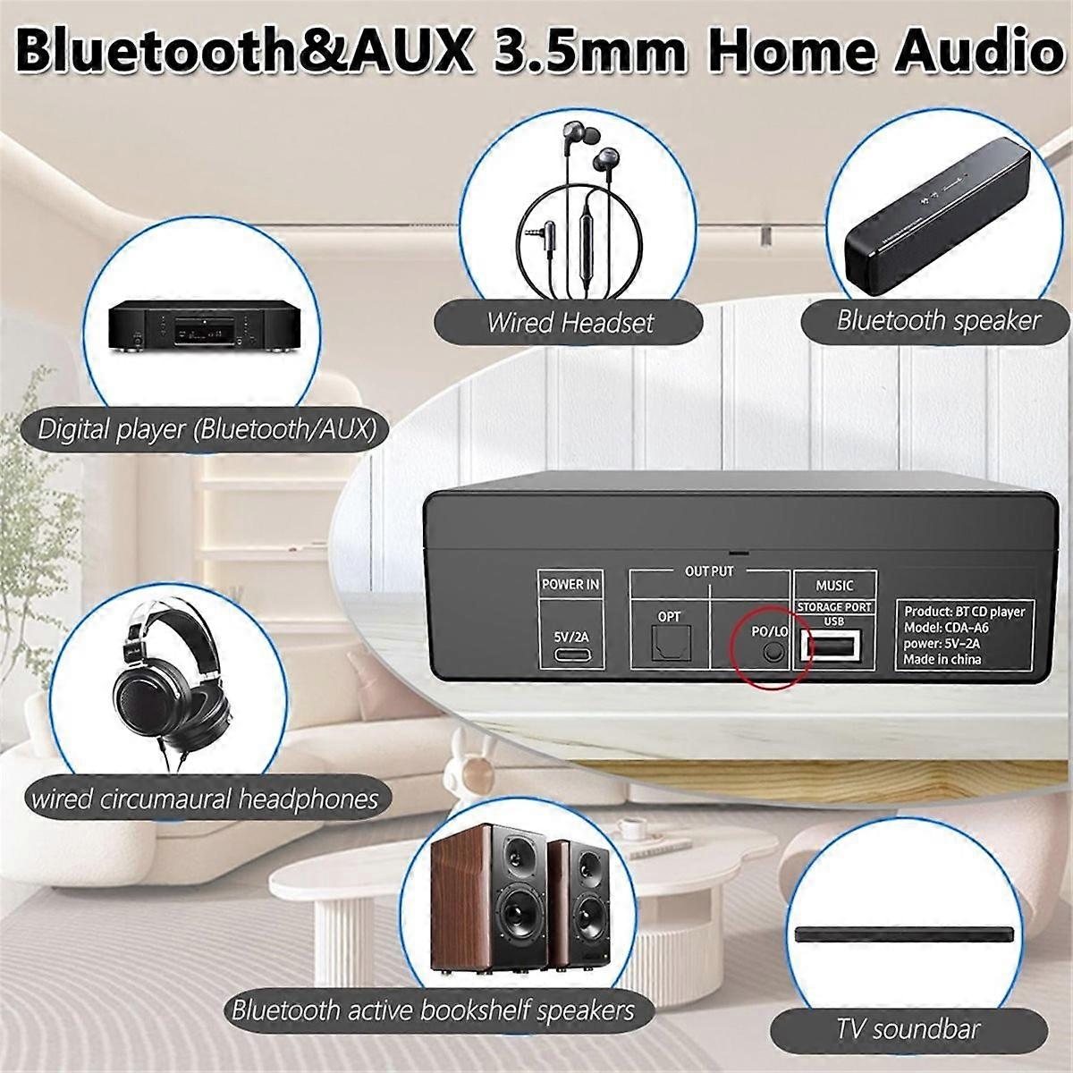 HiFi CD Player for Home,CD Ripper,Bluetooth Car CD Player