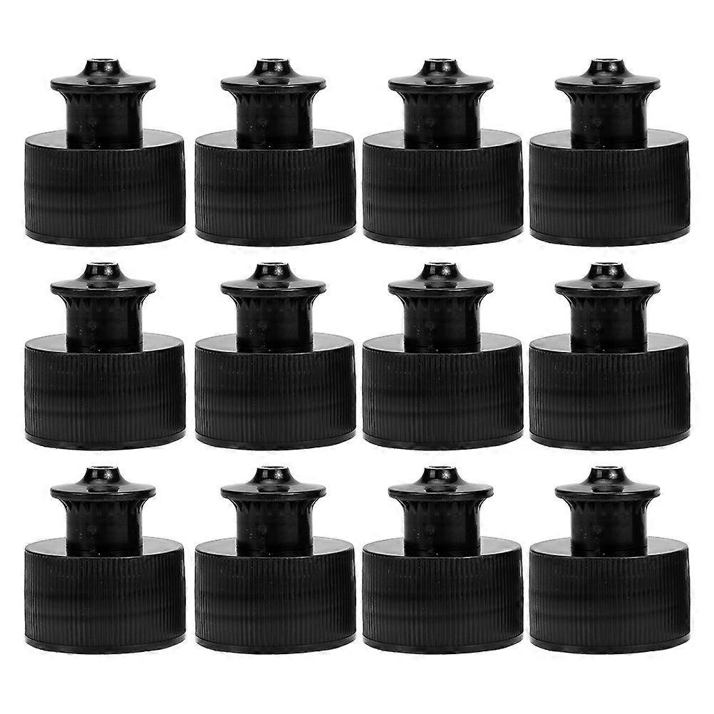 Push Caps Mineral Water Bottle Lid Replacement 12Pcs Black