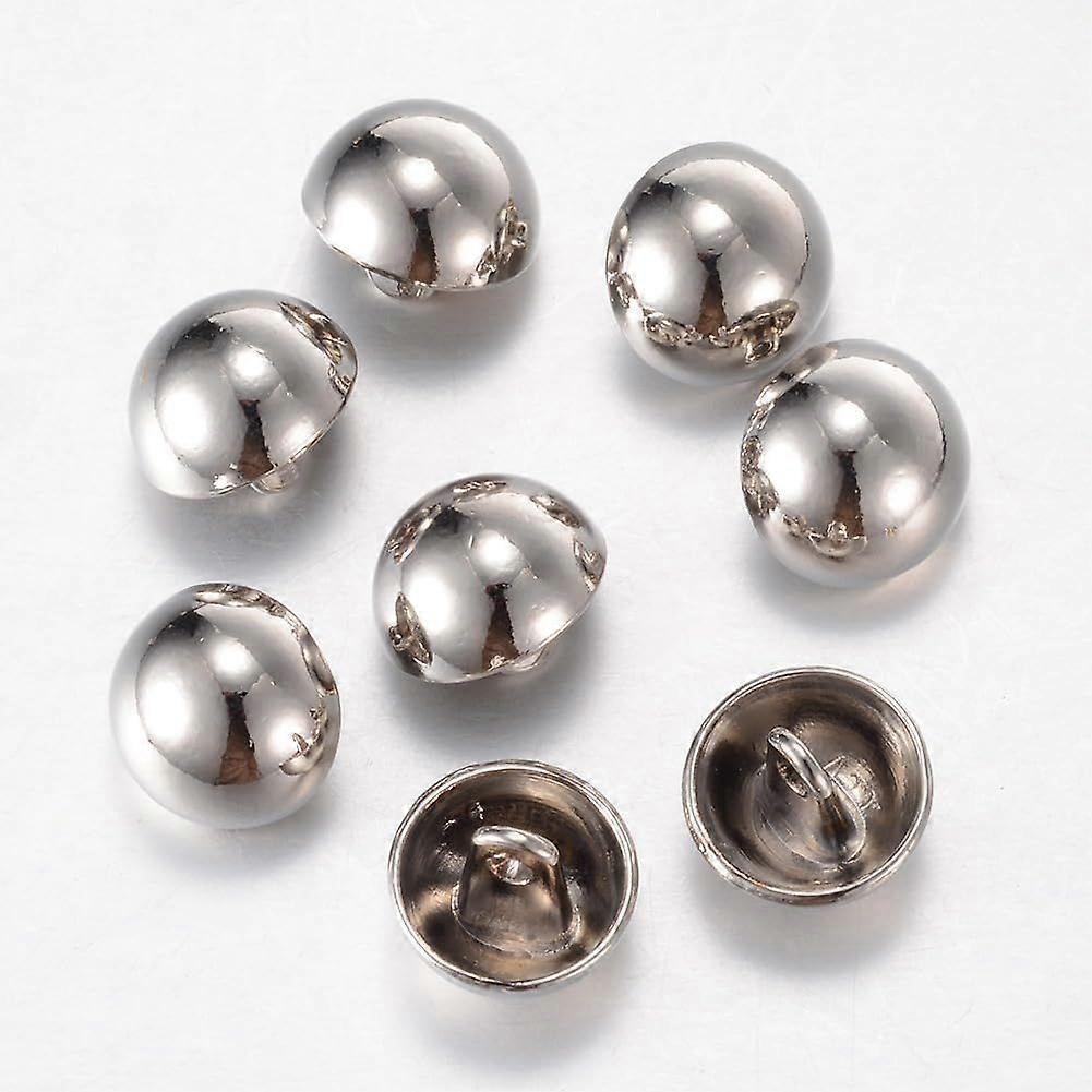 20 pc Alloy Shank Buttons 1-Hole Dome/Half Round Platinum 15x10mm Hole: 1.5mm