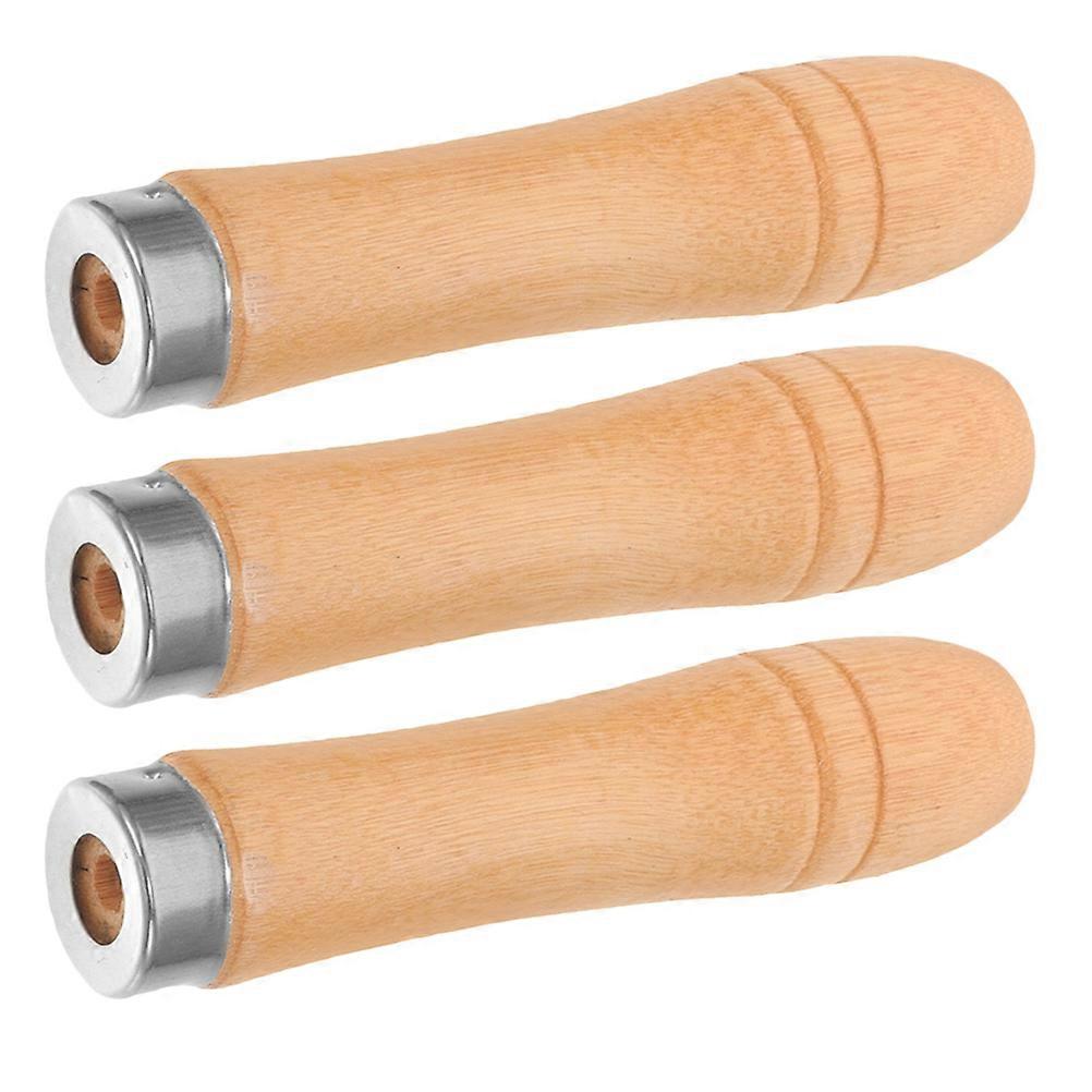 Spatula Wood Handle Replacement Handle Ergonomic Grip Light Yellow Solid Wood 3Pcs