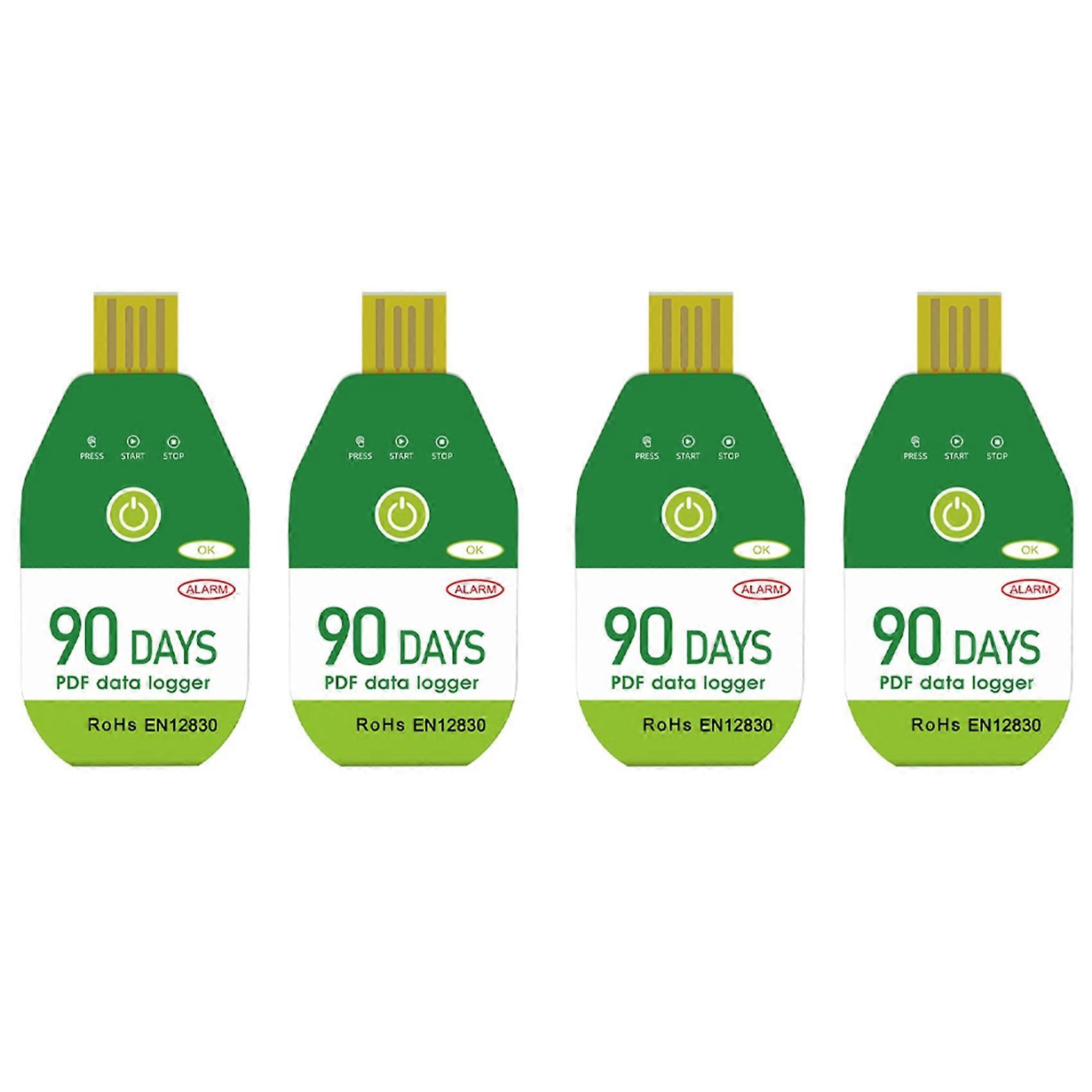 4X Digital Miniature High Accuracy Data Logger Temperature Sensor for Cold Chain Transport with Alarm USB Socket,90 Days