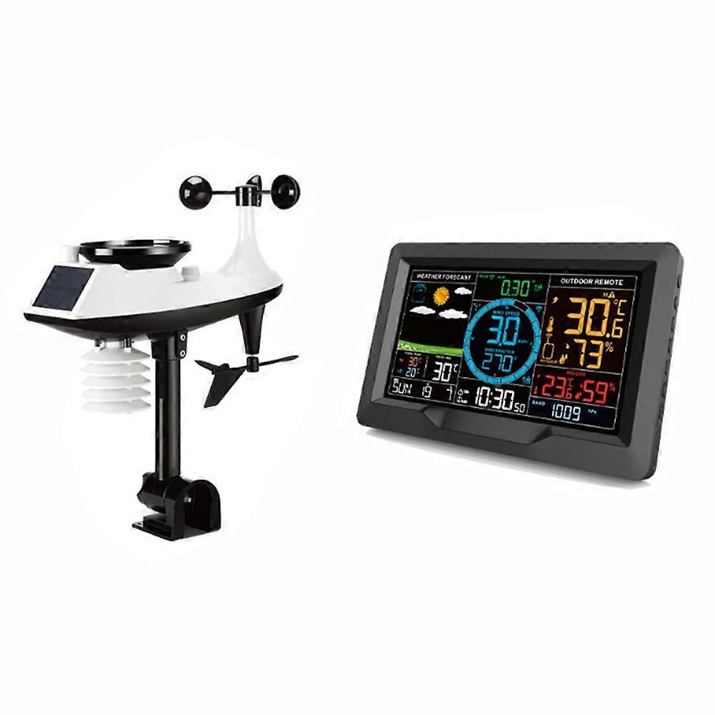 WiFi Weather Station Color Display Digital Thermometer Humidity Wind Speed Rainfall Air Forecast Weather Forecast Clock