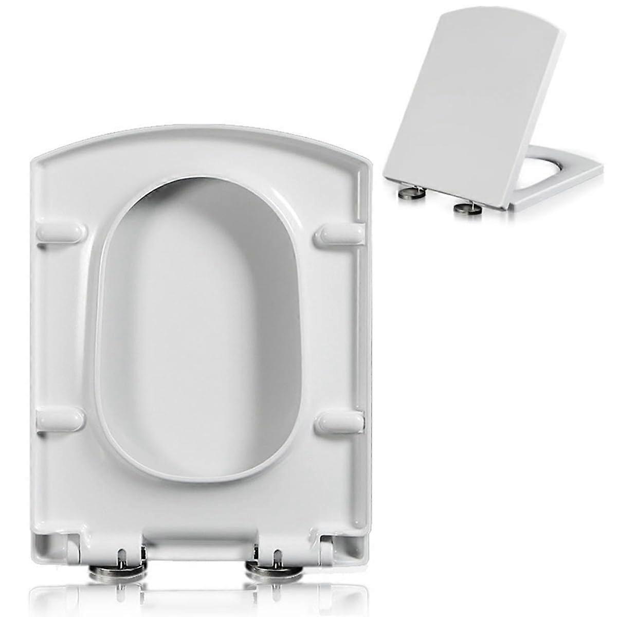 Square White Soft Close Toilet Seat with Quick Release, Adjustable Hinges and Easy Clean Design