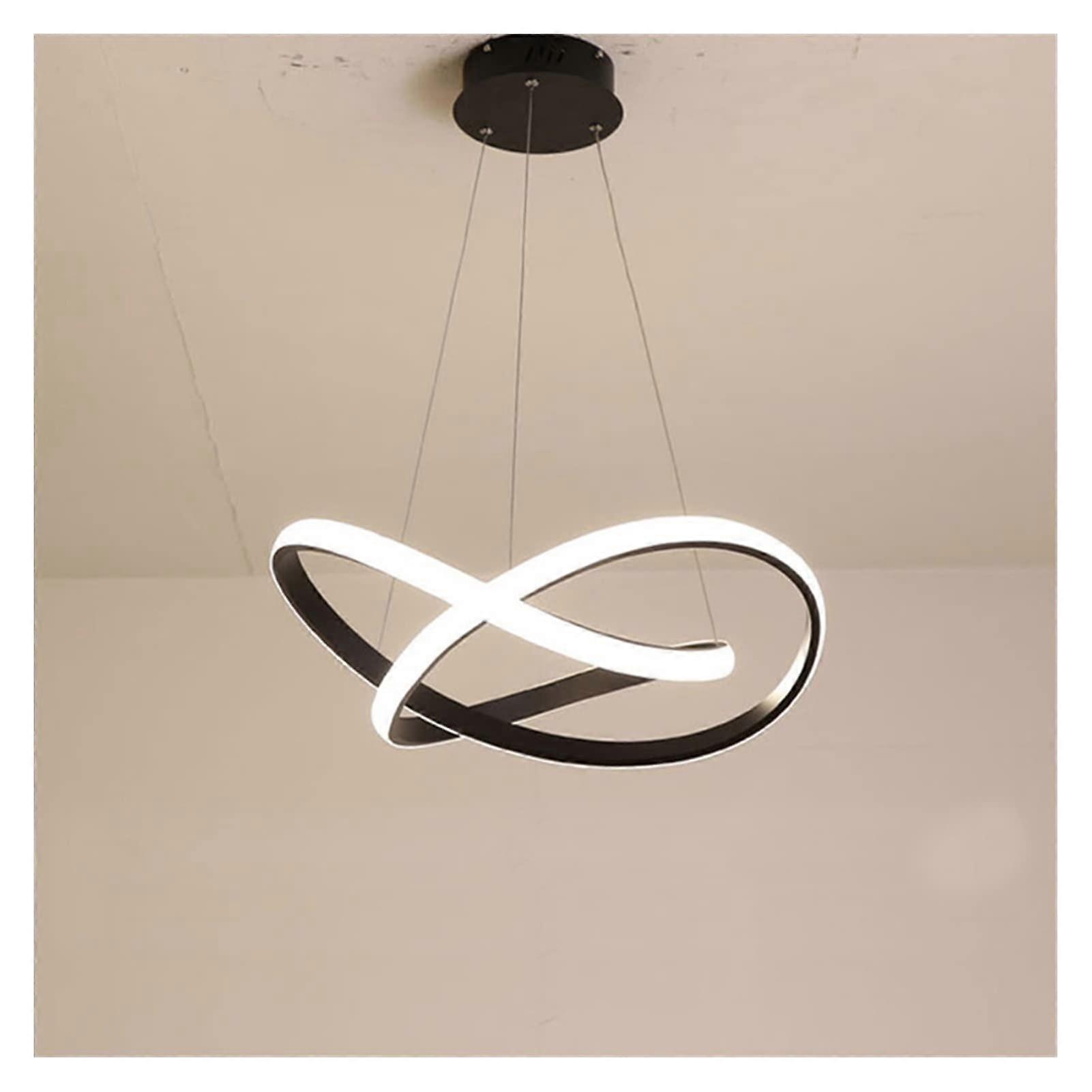Modern LED Chandelier with Remote Control, Round Minimalist Ceiling Light for Living and Dining Room