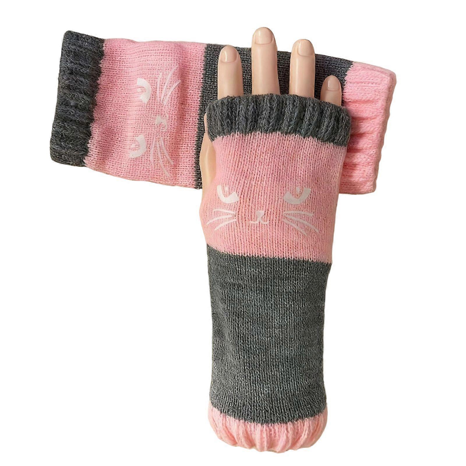 Women's Embroidered Knitted Fingerless Gloves