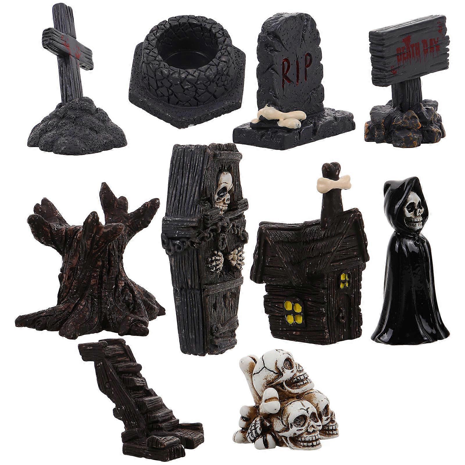 Creative Halloween Skull Head Figurines Miniatures for DIY 10Pcs