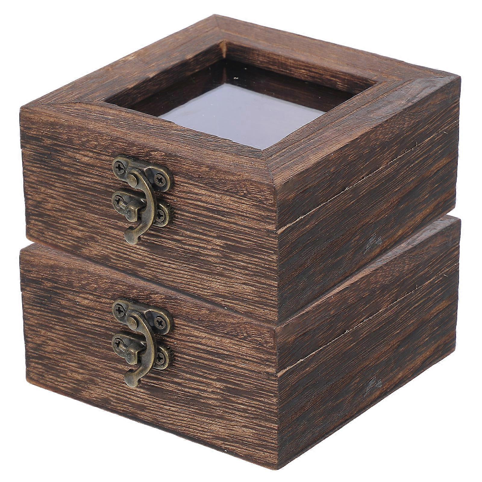 Rustic Wood Butterfly Display Case Insect Specimen Box for Display 2Pcs