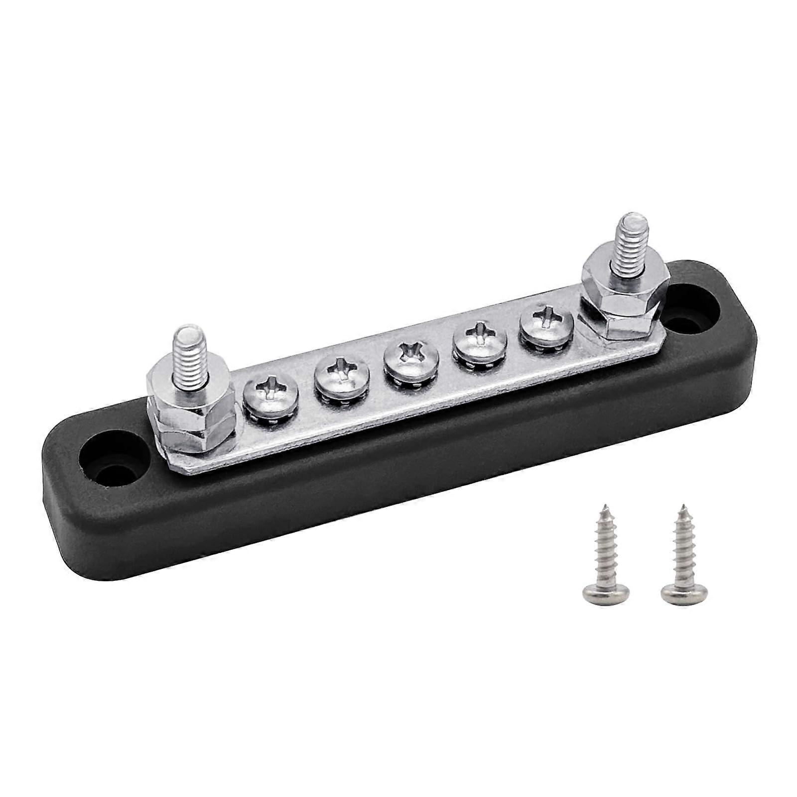 Power Distribution Block with 2 M5 Studs and 5 M4 Screws, 4.2in Bus Bar 12V for Car Audio Solar Marine