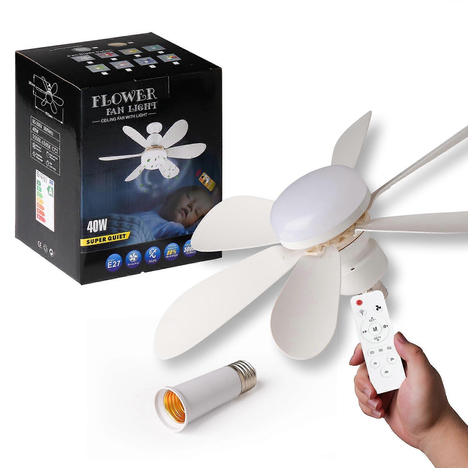 Ceiling Fan with LED Light and Remote, 20.5' E26 Socket, Dimmable, Low Noise for Bedroom Kitchen Living Room