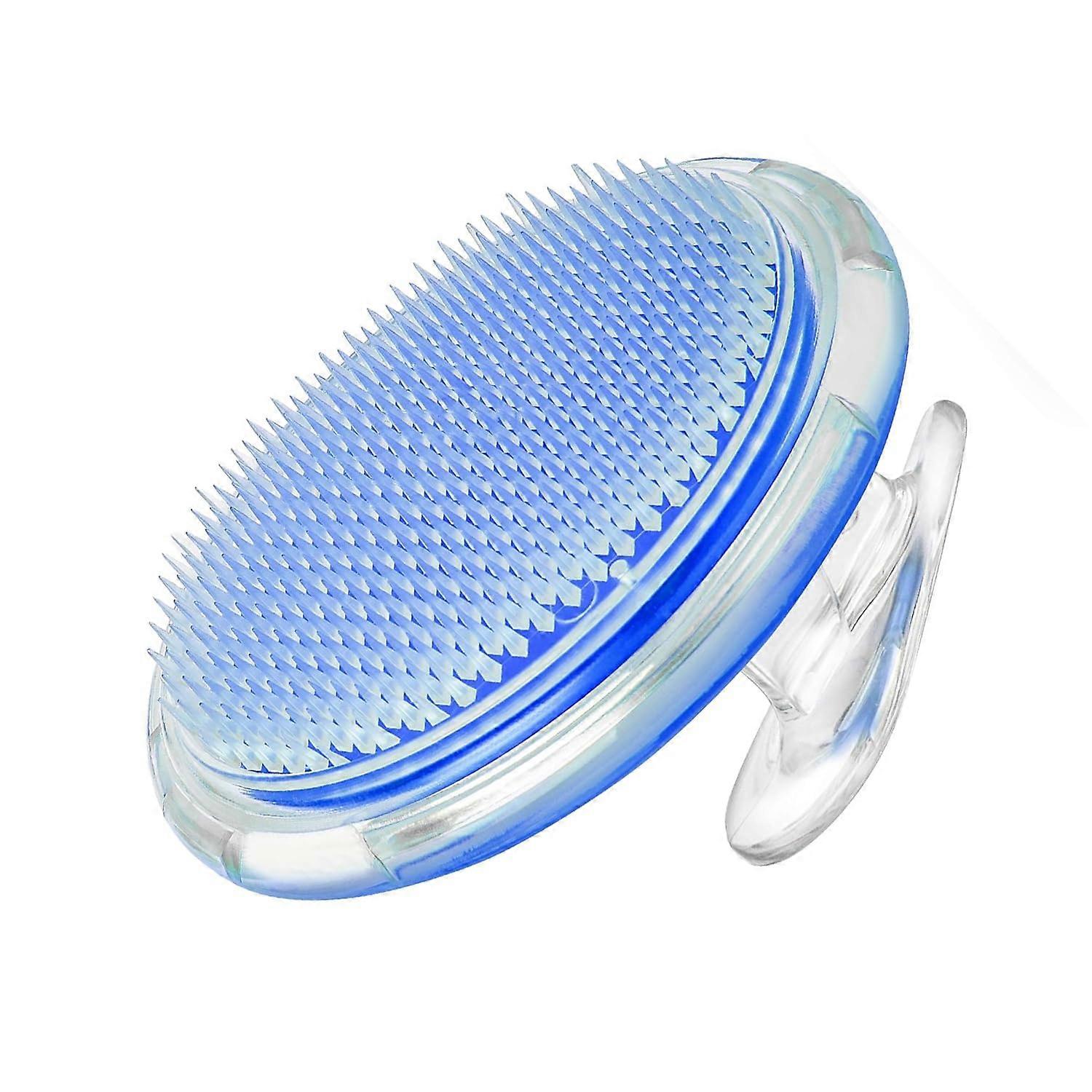 Exfoliating Brush for All Skin Types, Compact Travel Body Scrub Brush, Wet and Dry Use, Blue