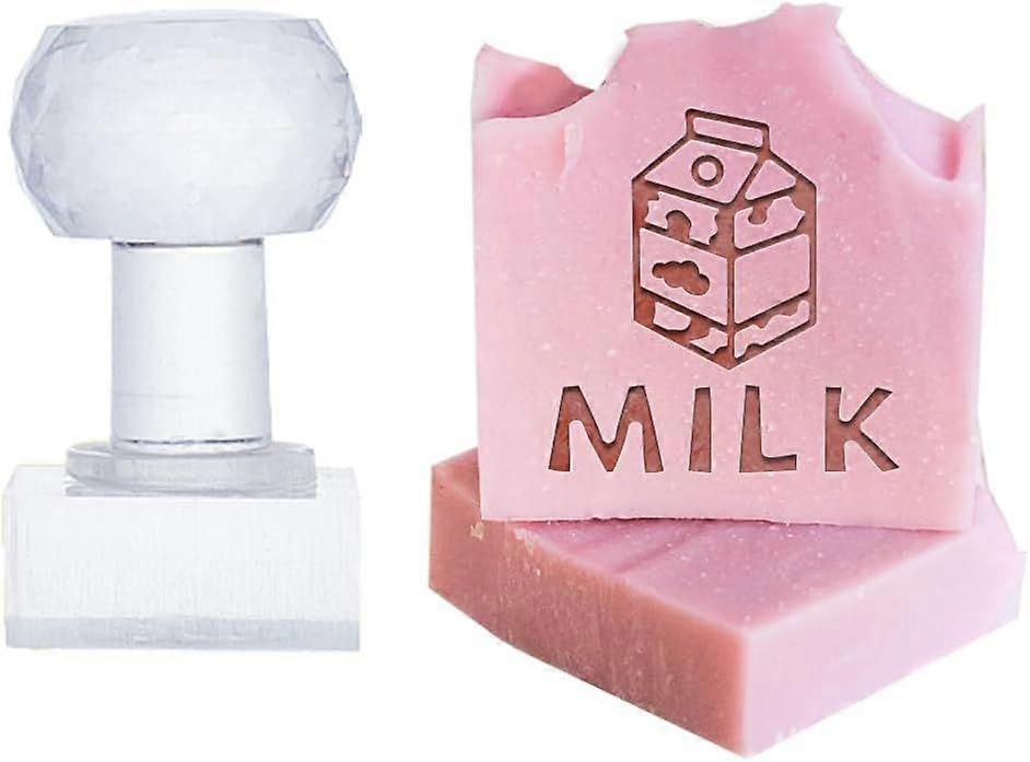Milk Carton Soap Stamp Acrylic Soap Stamp Word Soap Embossing Stamp Square Soap Chapter Imprint Stamp for Handmade Soap Cookie Clay Pottery Stamp Bisc