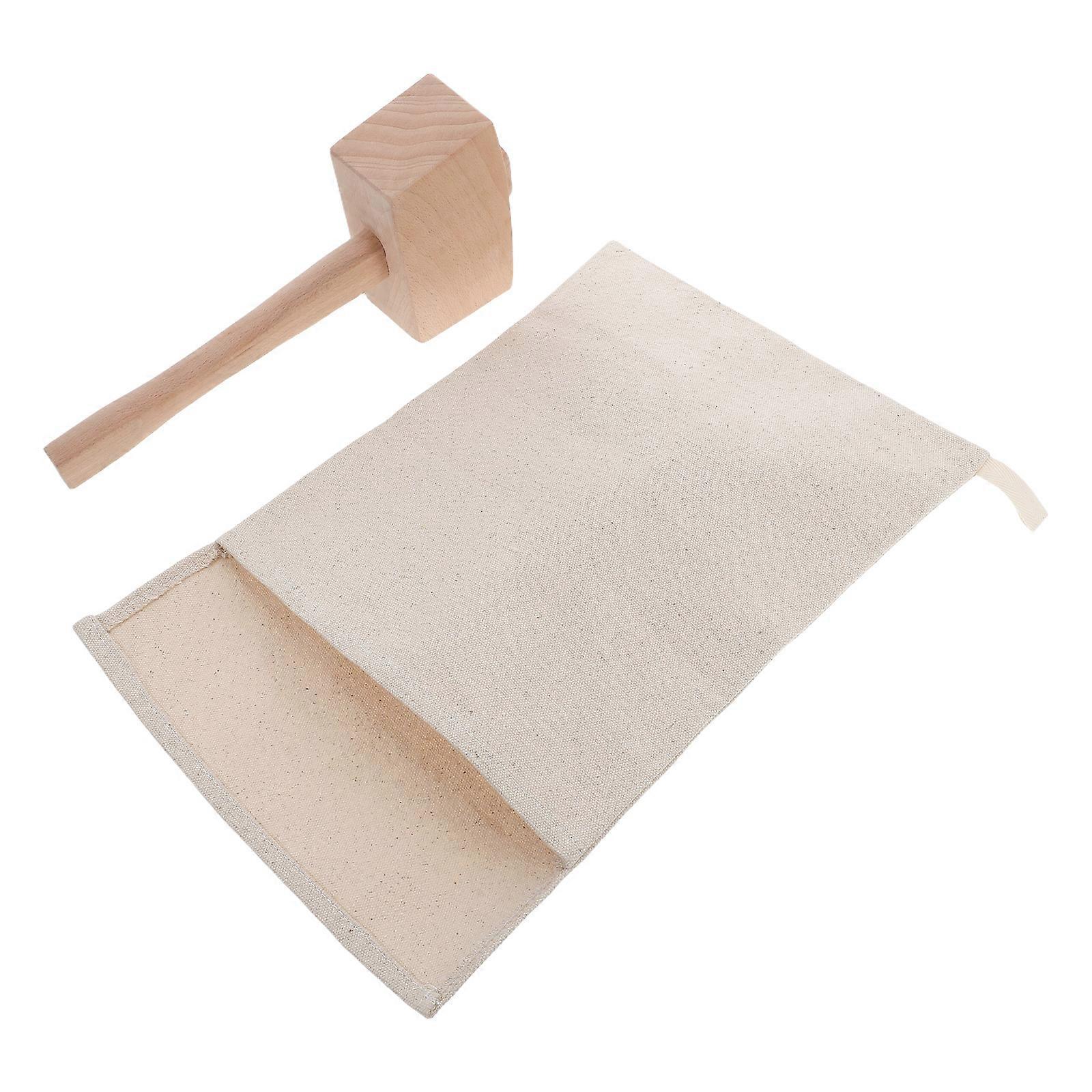 Reusable Canvas Ice Crushing Bag and Mallet for Home Use 2Pcs Set