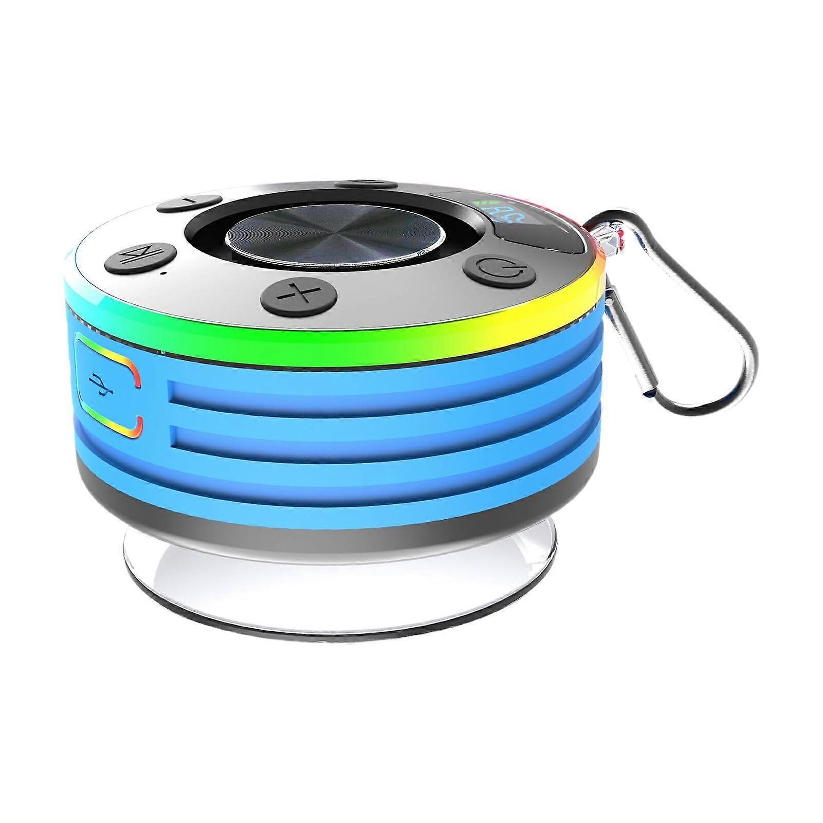 Shower Speaker With LongLasting Battery Life FM Radio Suction Cup Stereo Subwoofer Sound System ABS Sky Blue