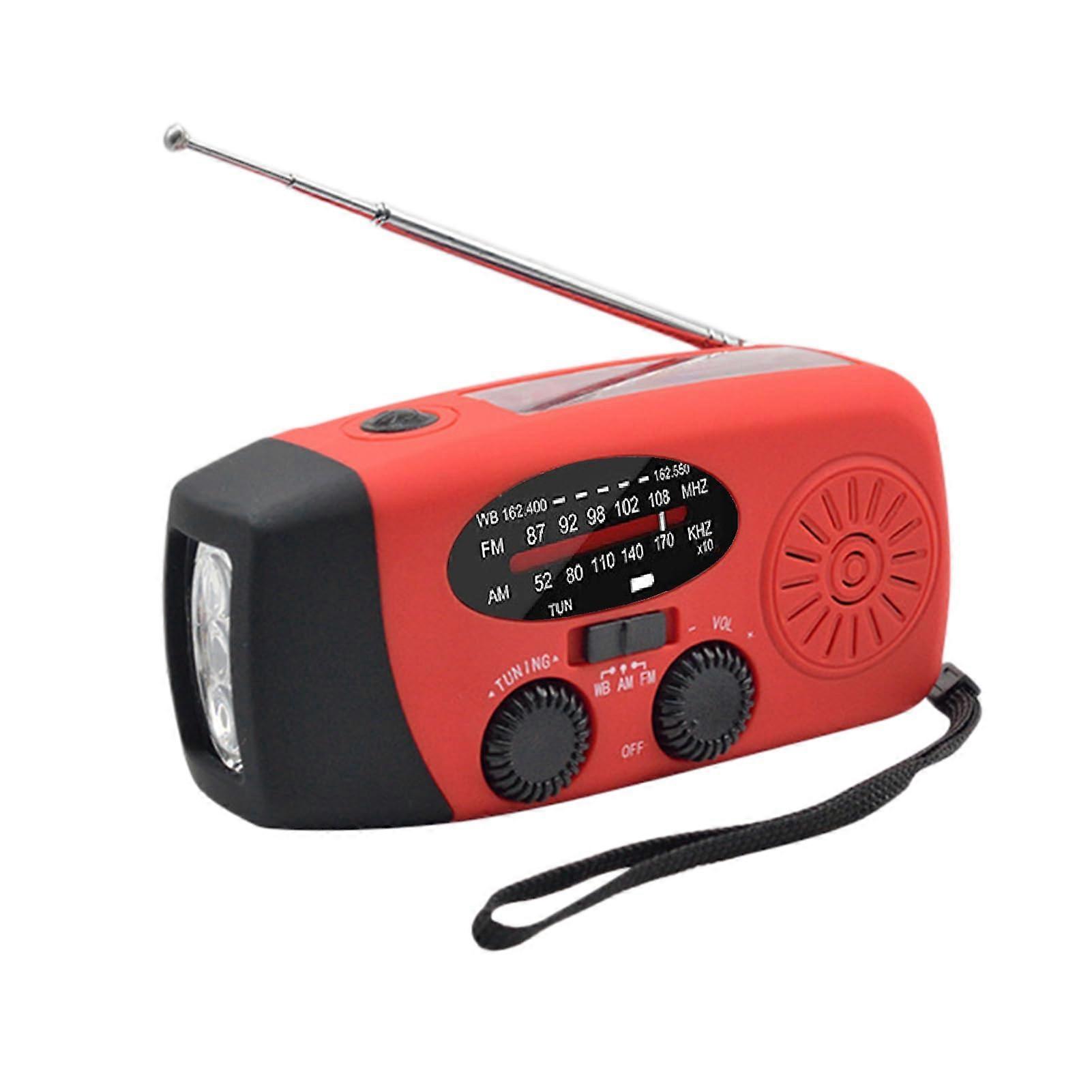 Emergency Weather Radio with Solar Hand Crank, NOAA Alerts, LED Flashlight, 2000mAh Power Bank