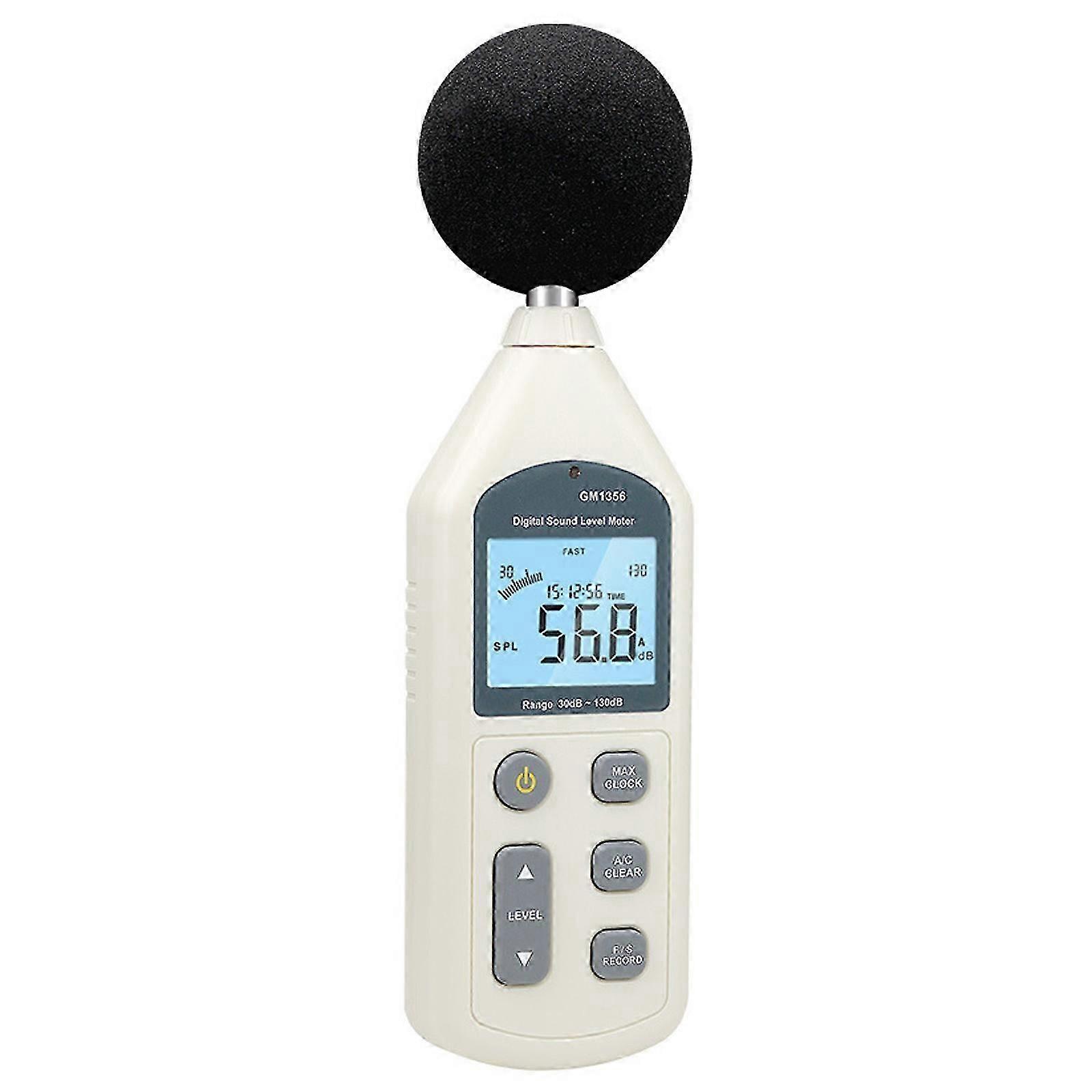 GM1356 30-130dB Decibel Meter SPL Tester Backlit Screen Handheld Noise Meter with Weighted 47000 Data Record Export