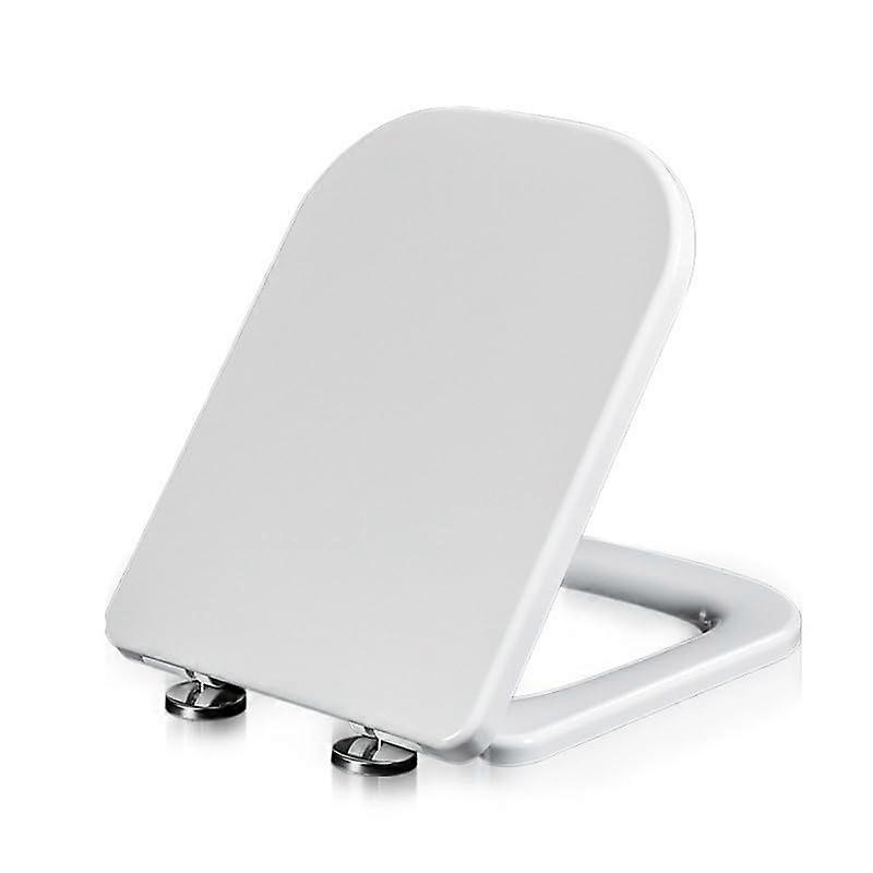 Square Slow Close Toilet Seat White PP Quick Release Adjustable Hinges 43.5x34cm
