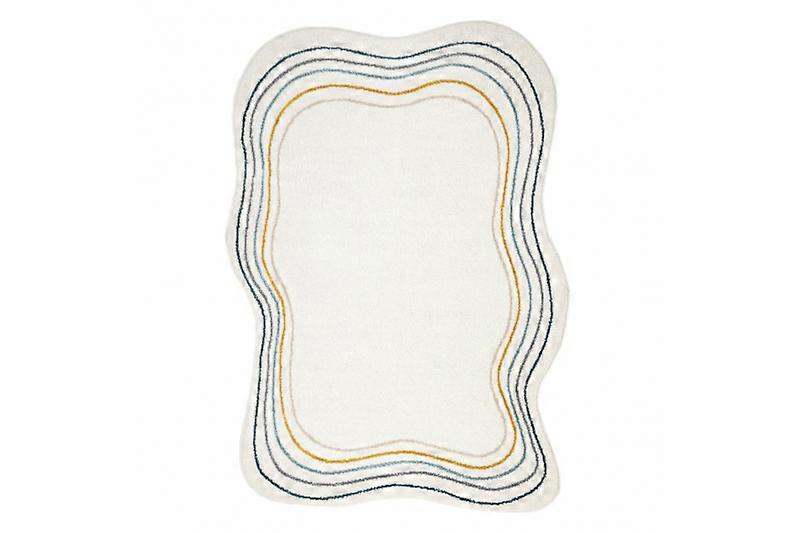 Carpet FUSION 5707 white / dark green Shape - Abstraction, modern, abstract, irregular