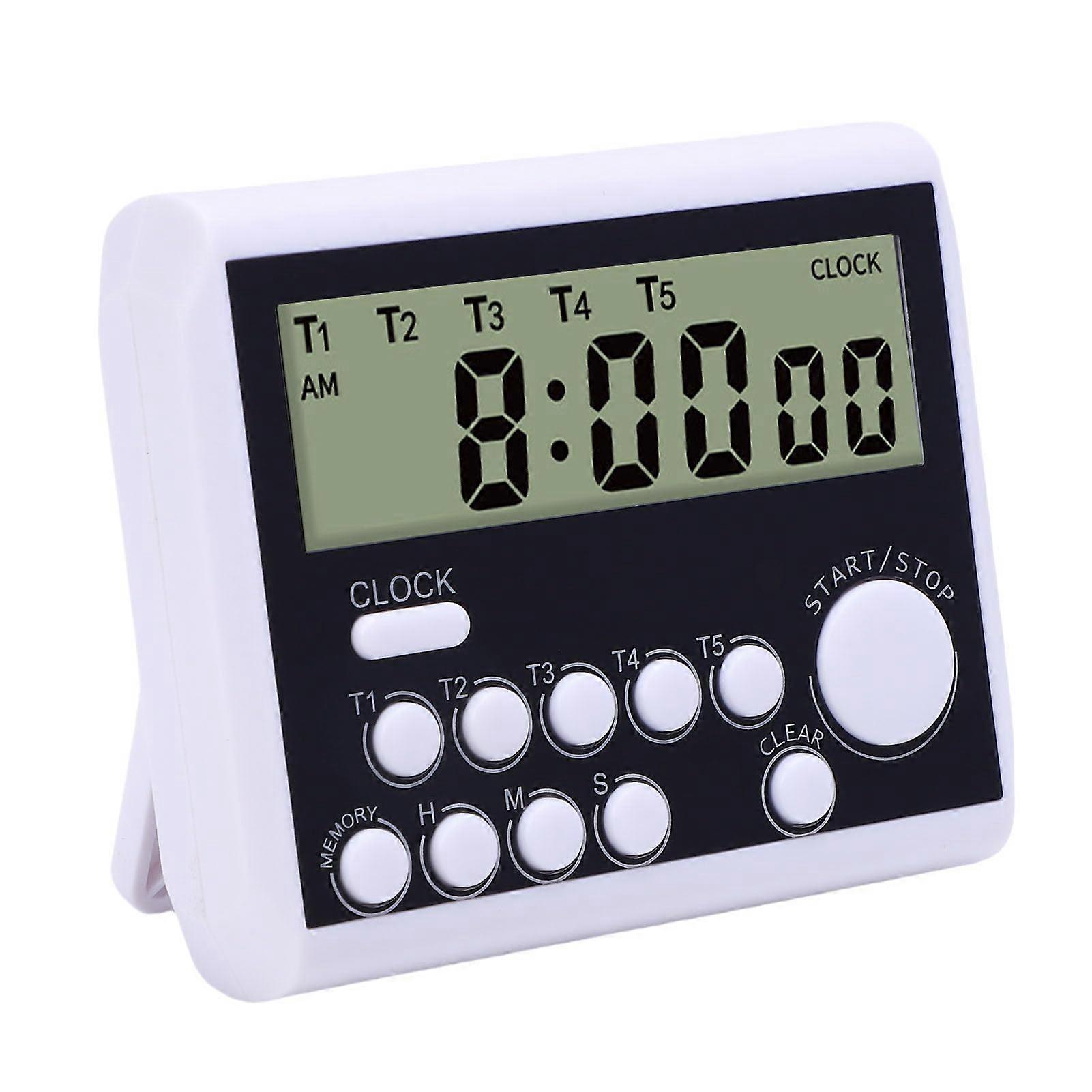 5 Channel Digital Kitchen Timer with Five Independent Timers for Cooking, Baking, and Laboratory Use