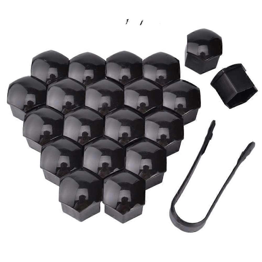 17mm Black Wheel Nut Covers 20pcs RustResistant ABS Universal Car Wheel Bolt Caps