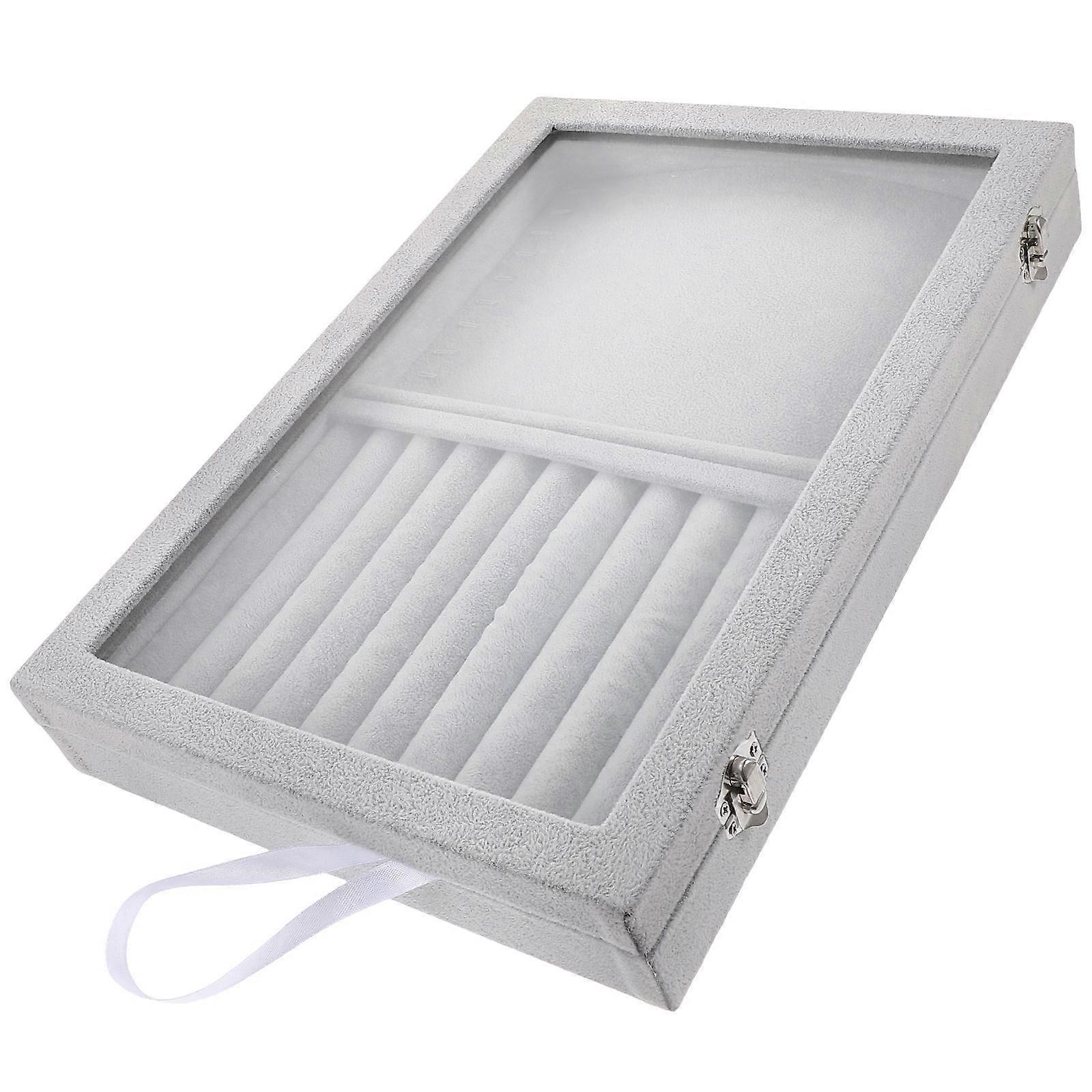 Stackable Jewelry Organizer Box for Rings Storage in Grey Color