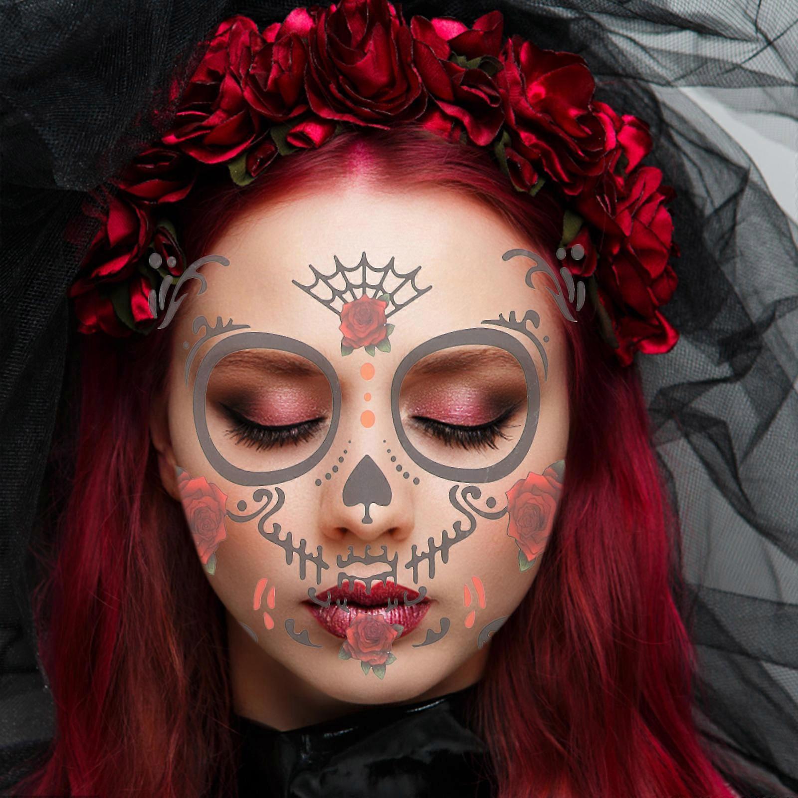 Waterproof Face Stickers Temporary Sticker for 8 Sheets Halloween Use