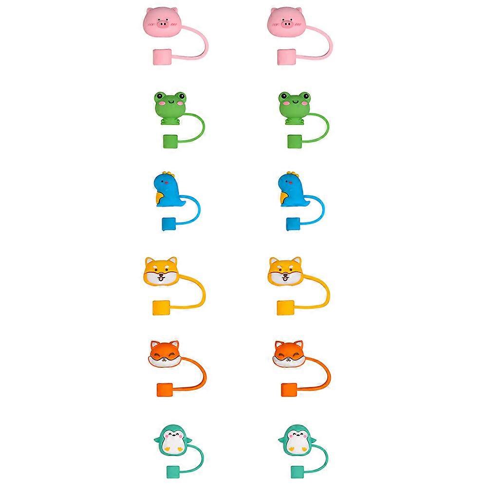Cartoon Animals Straw Covers Silicone Straw Tips for Protection 60Pcs