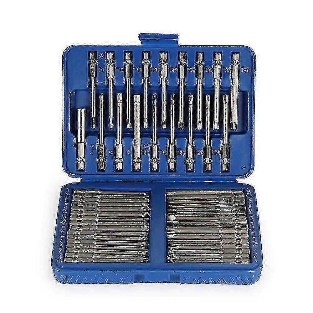 2025 Blue 50pc 75mm Lengthen Multipurpose Screw Driver Bit Extension Rod Kit
