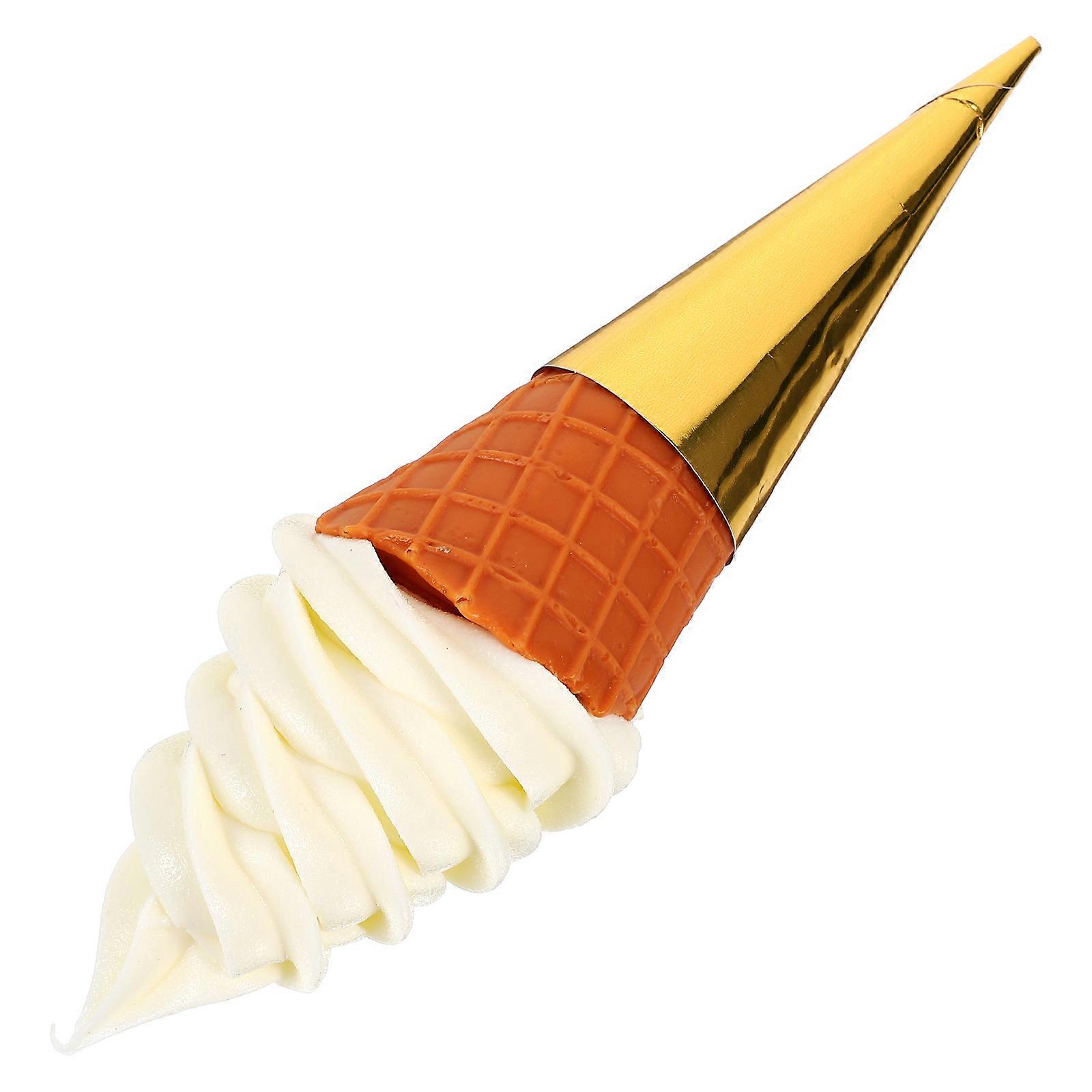 Fake Ice Cream Artificial Ice Cream Cone Model for Decor 2Pcs White