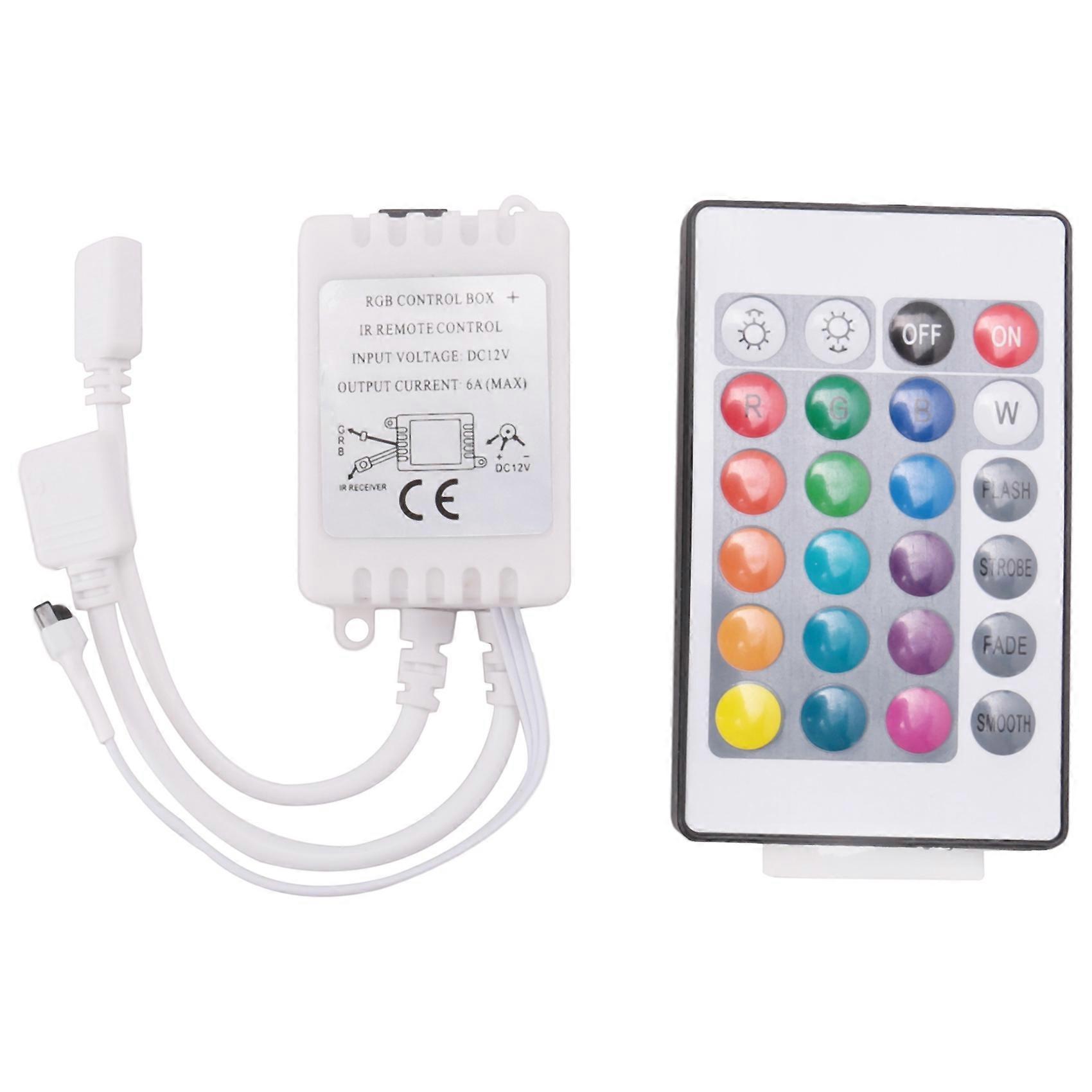 Led Strip Lights Controller,Controller RGB Led Strip Light Controller + Infrared Remote Control 24 Keys