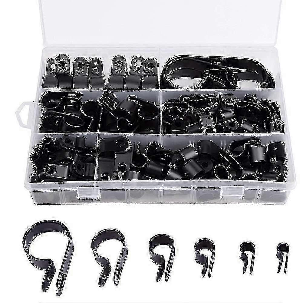 200pcs R-type P-type Cable Clamps Plastic Nylon Wire Clip Assortment Kit Hardware Tools Cable Clip