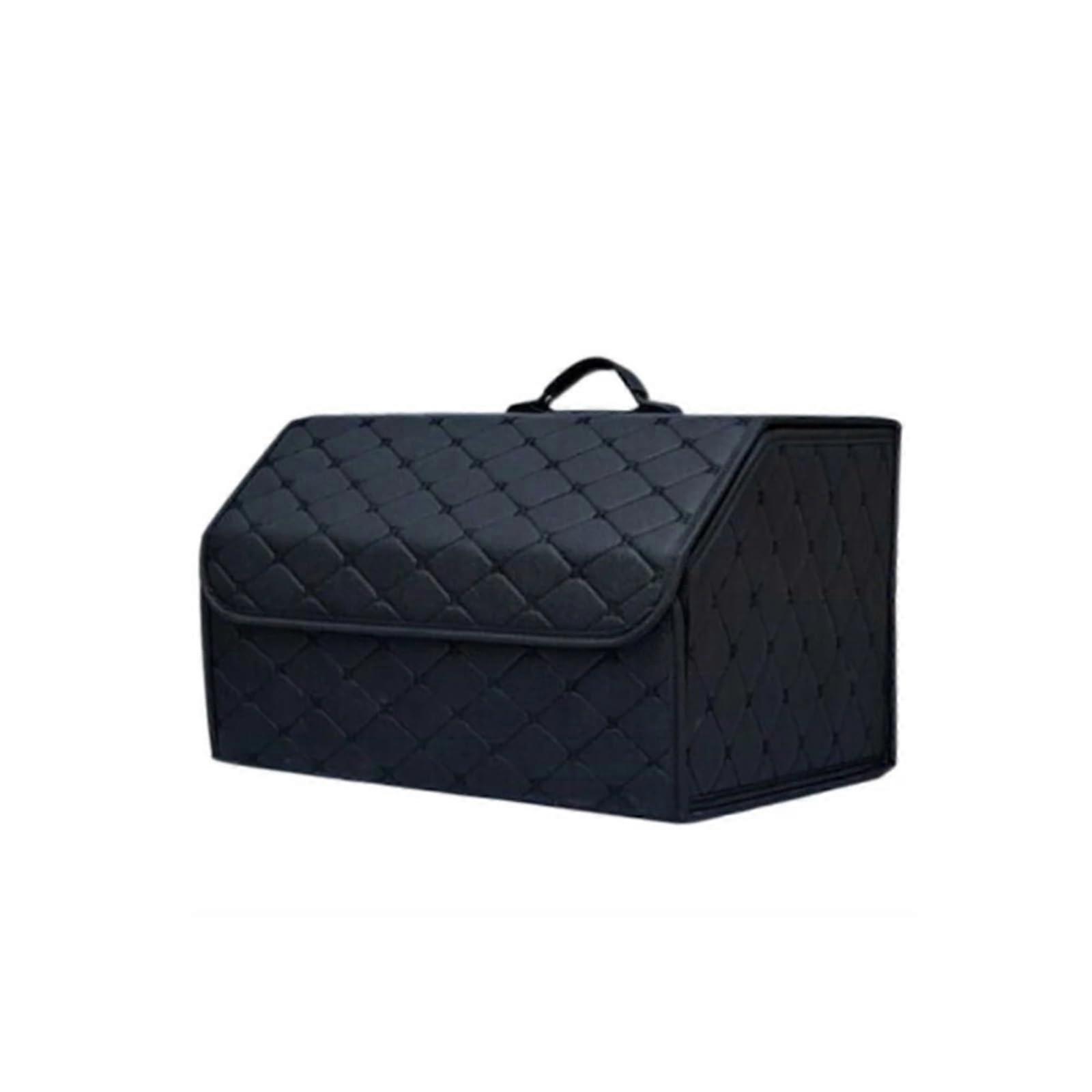 Leather Folding Car Trunk Organizer, Large Capacity Waterproof Boot Storage Box Black M