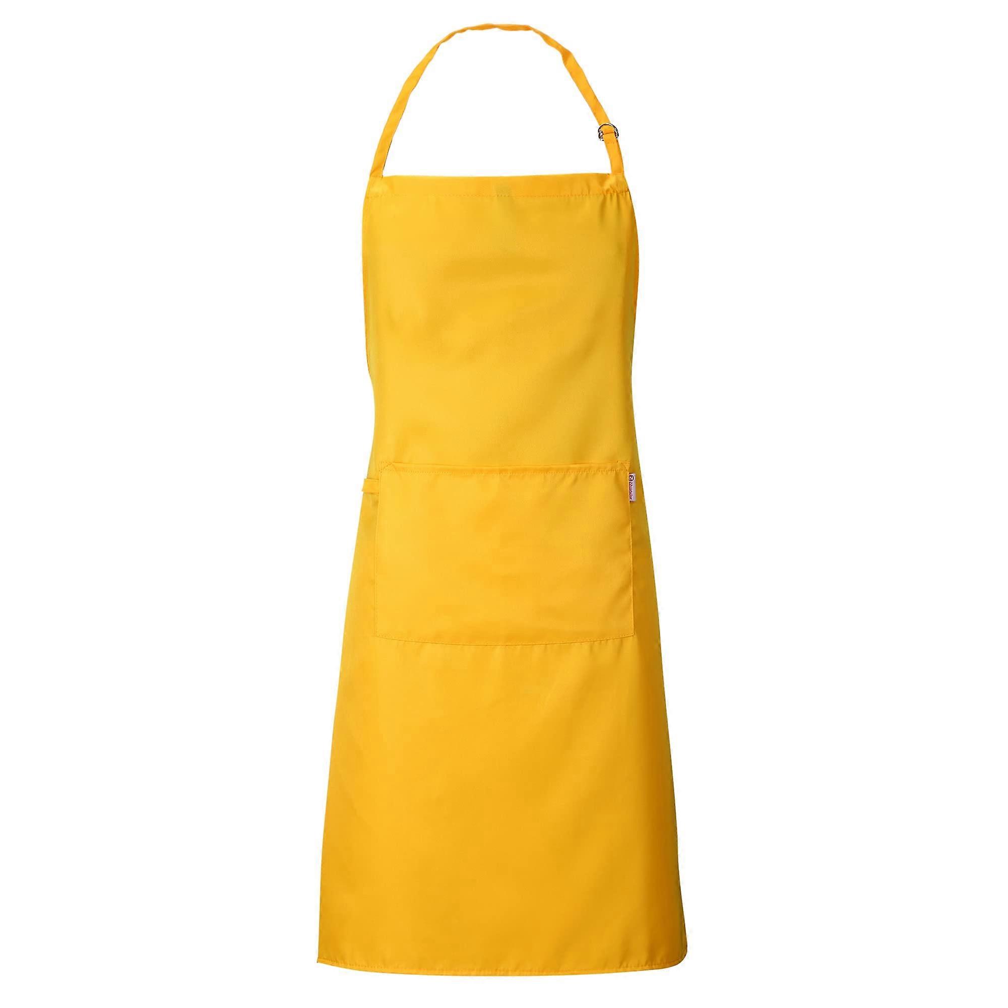 Orange Yellow Kitchen Apron with Adjustable Neck Strap and Large Pocket for Cooking Baking Crafting