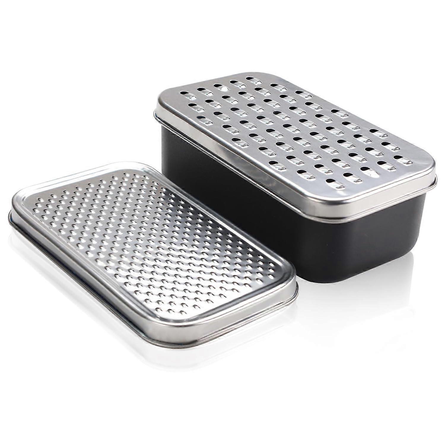 Stainless Steel Cheese Grater with Container, Dual Grating Options for Kitchen, Black MultiPurpose Tool