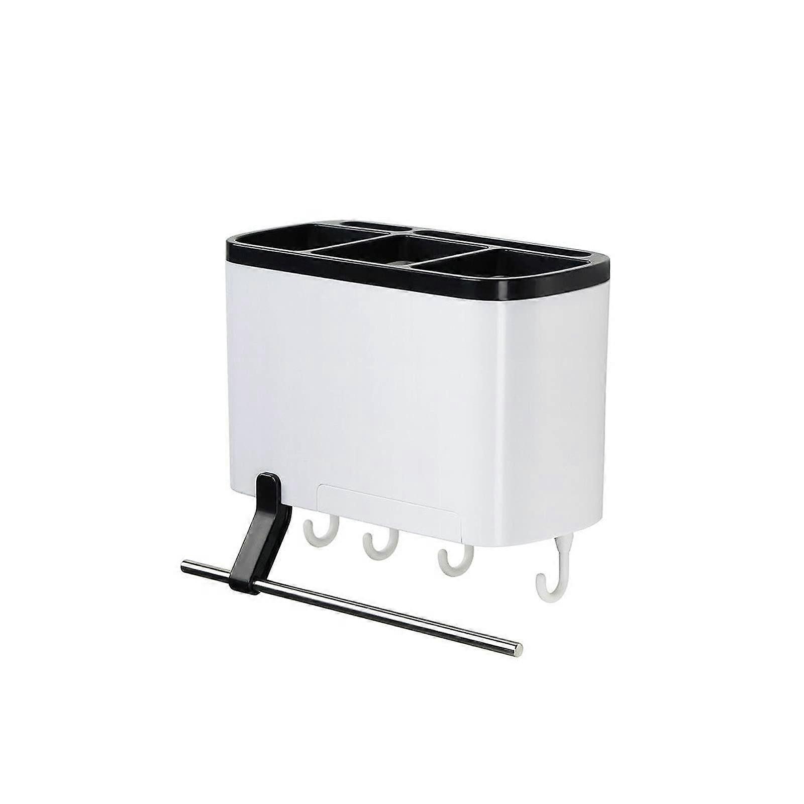 Wall Mounted Kitchen Utensil Holder with Three Compartments and Fast Drainage Organizer