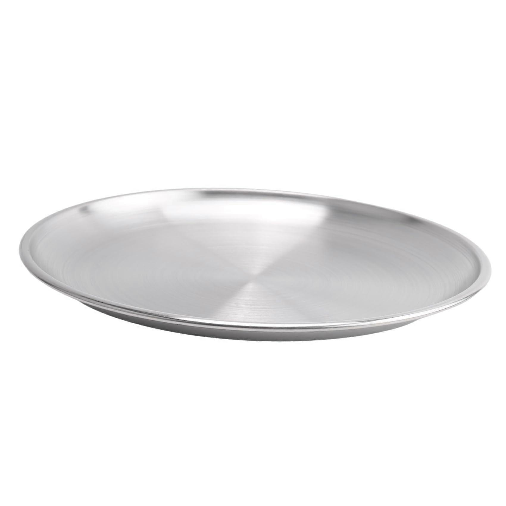 Stainless Steel Dinner Plate 20cm Round Shatterproof Stackable EcoFriendly Serving Tray