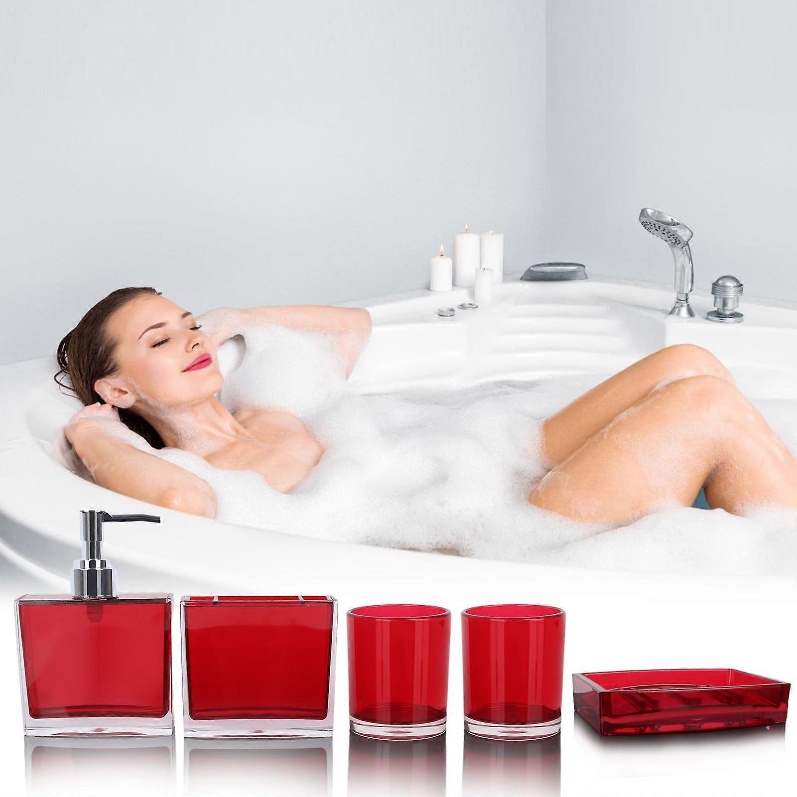 5 Piece Modern Clear Acrylic Bathroom Accessory Set with Durable LongLasting Design